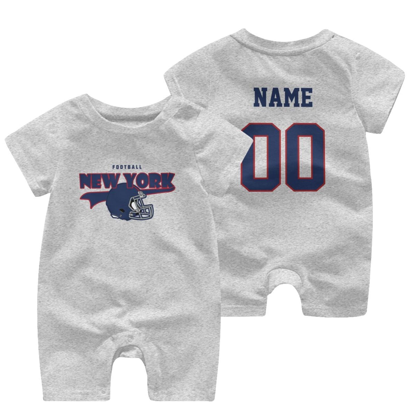 Personalized New York Baby Football Bodysuit - Custom Name & Number - Antking ANTKING