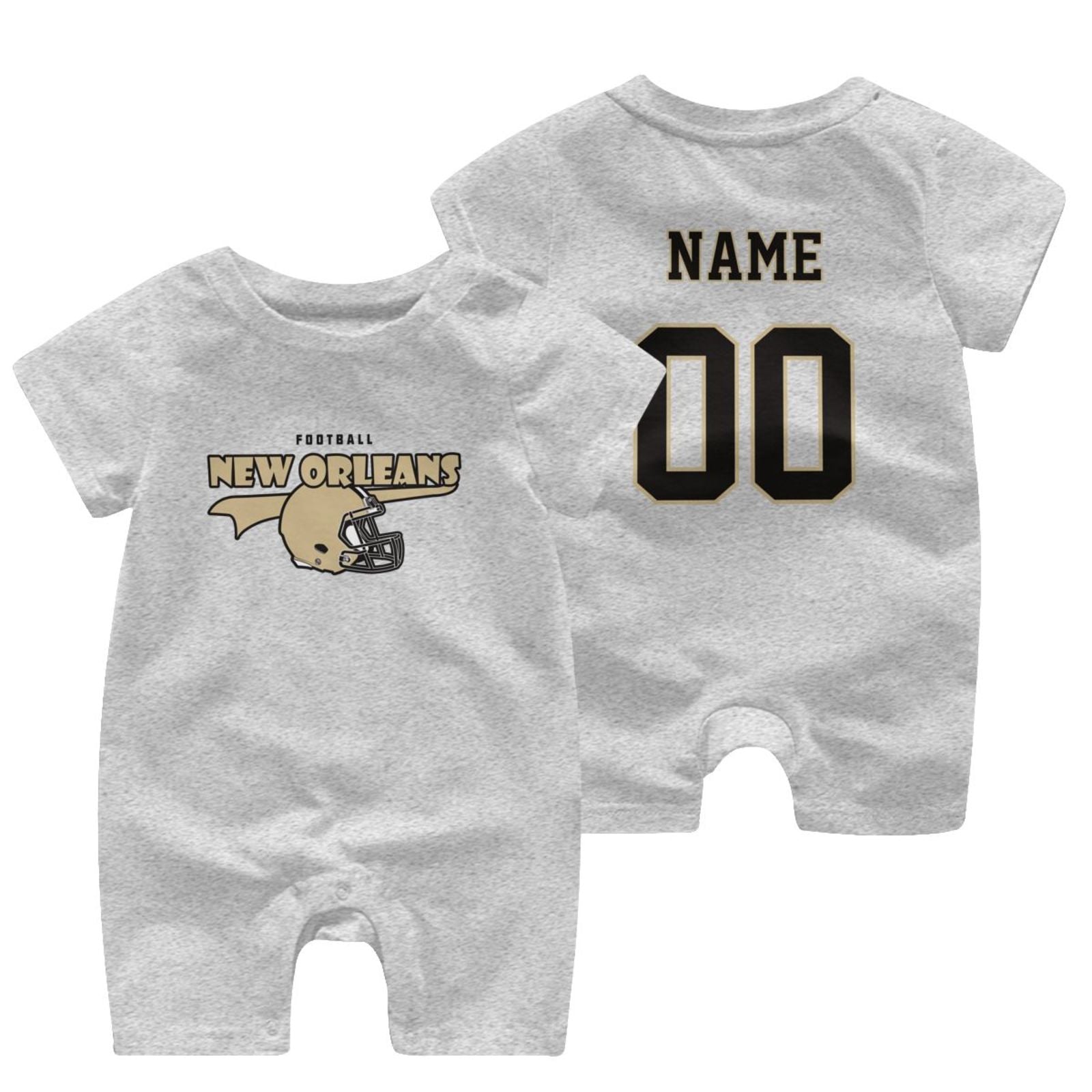 Personalized New Orleans Baby Football Bodysuit - Custom Name & Number - Antking ANTKING