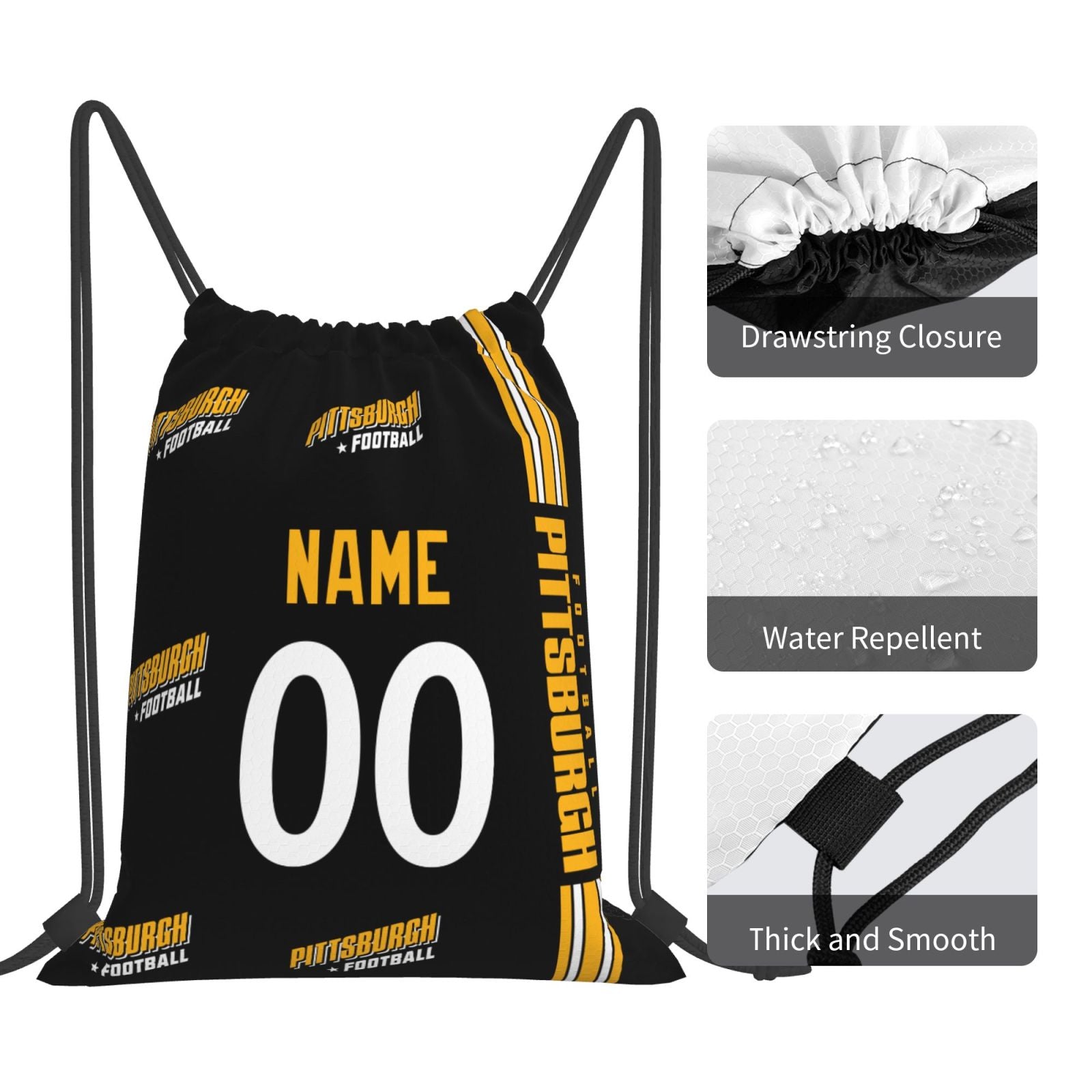 ANTKING Pittsburgh Drawstring Bags Custom any Name and Number Backpack for Men Youth Boy Gifts ANTKING