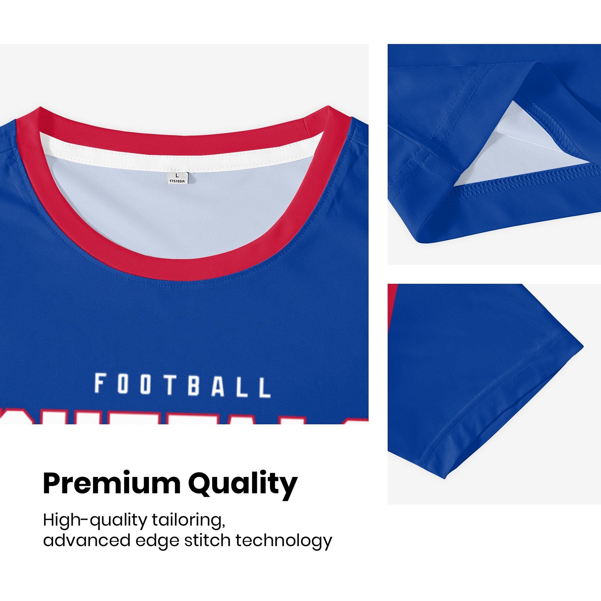 Buffalo football style T-shirt premium stitching and neckline detail with soft fabric finish