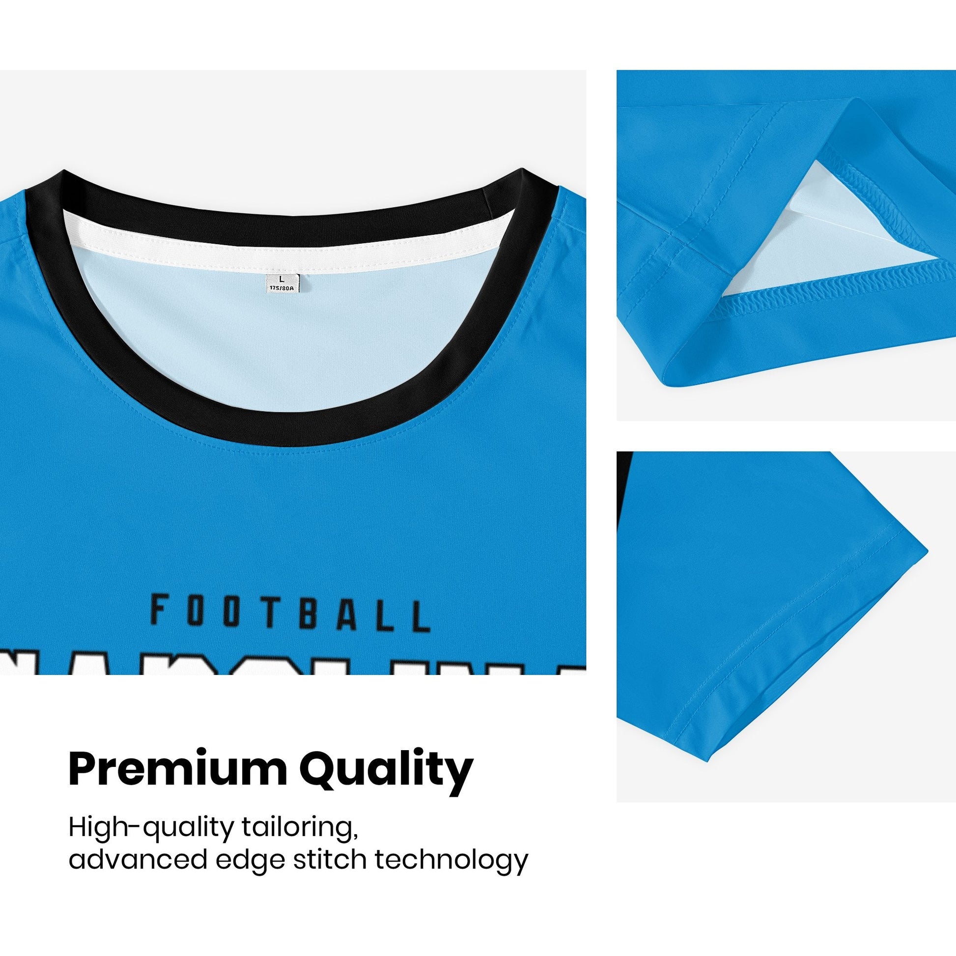 Carolina football style T-shirt premium stitching and neckline detail with soft fabric finish