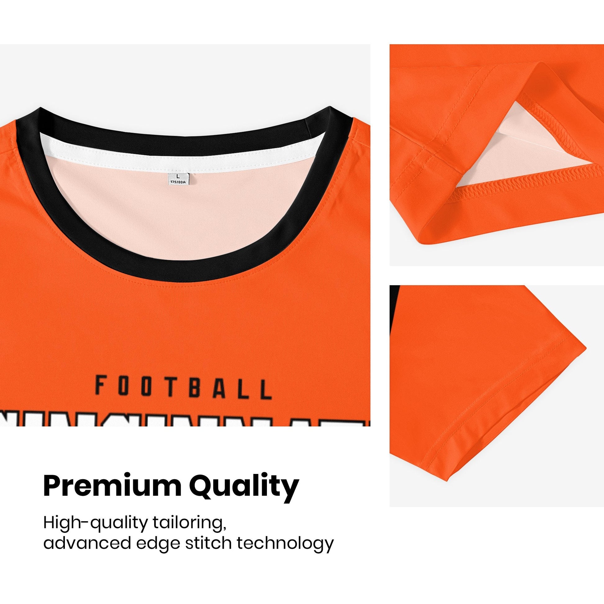 Cincinnati football style T-shirt premium stitching and neckline detail with soft fabric finish