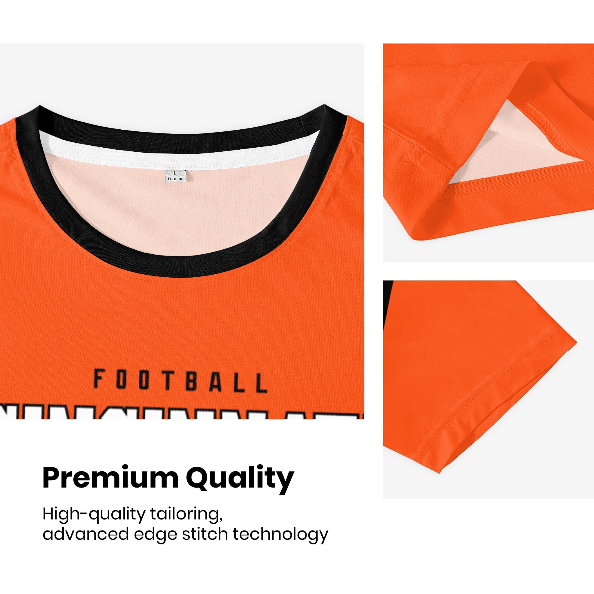 Cincinnati football style T-shirt premium stitching and neckline detail with soft fabric finish