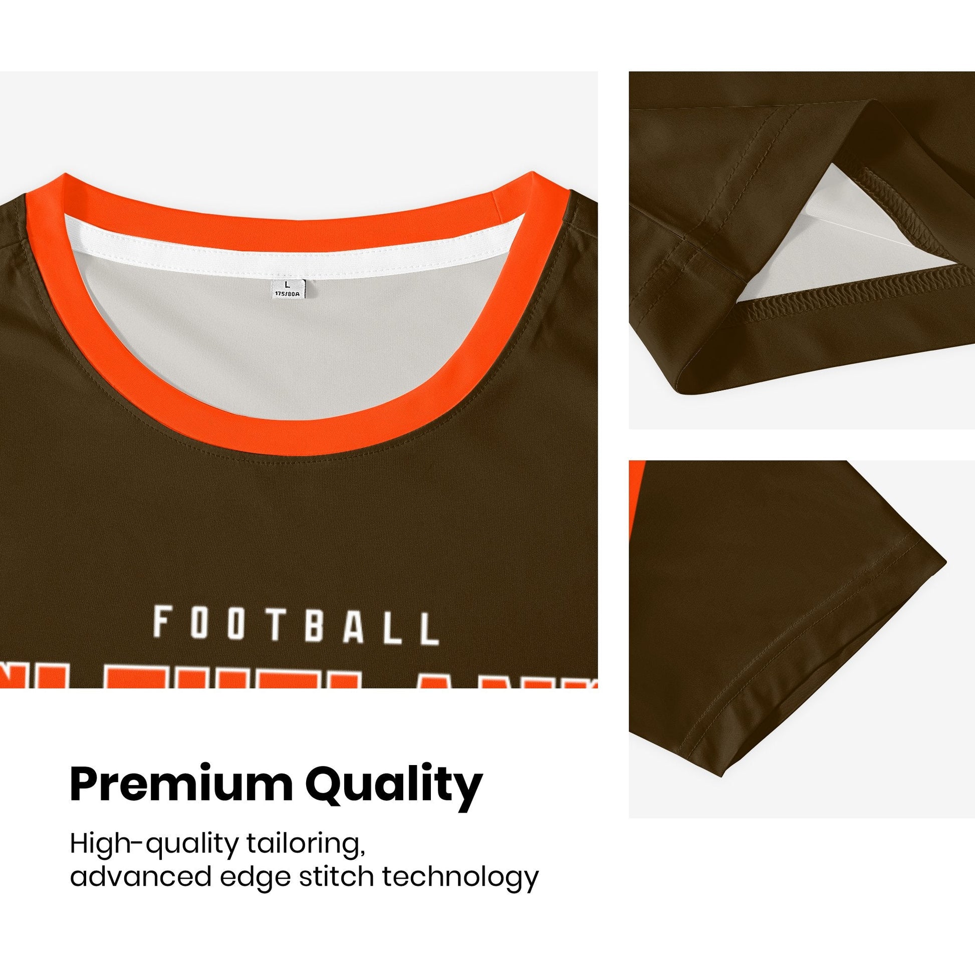 Cleveland football style T-shirt premium stitching and neckline detail with soft fabric finish