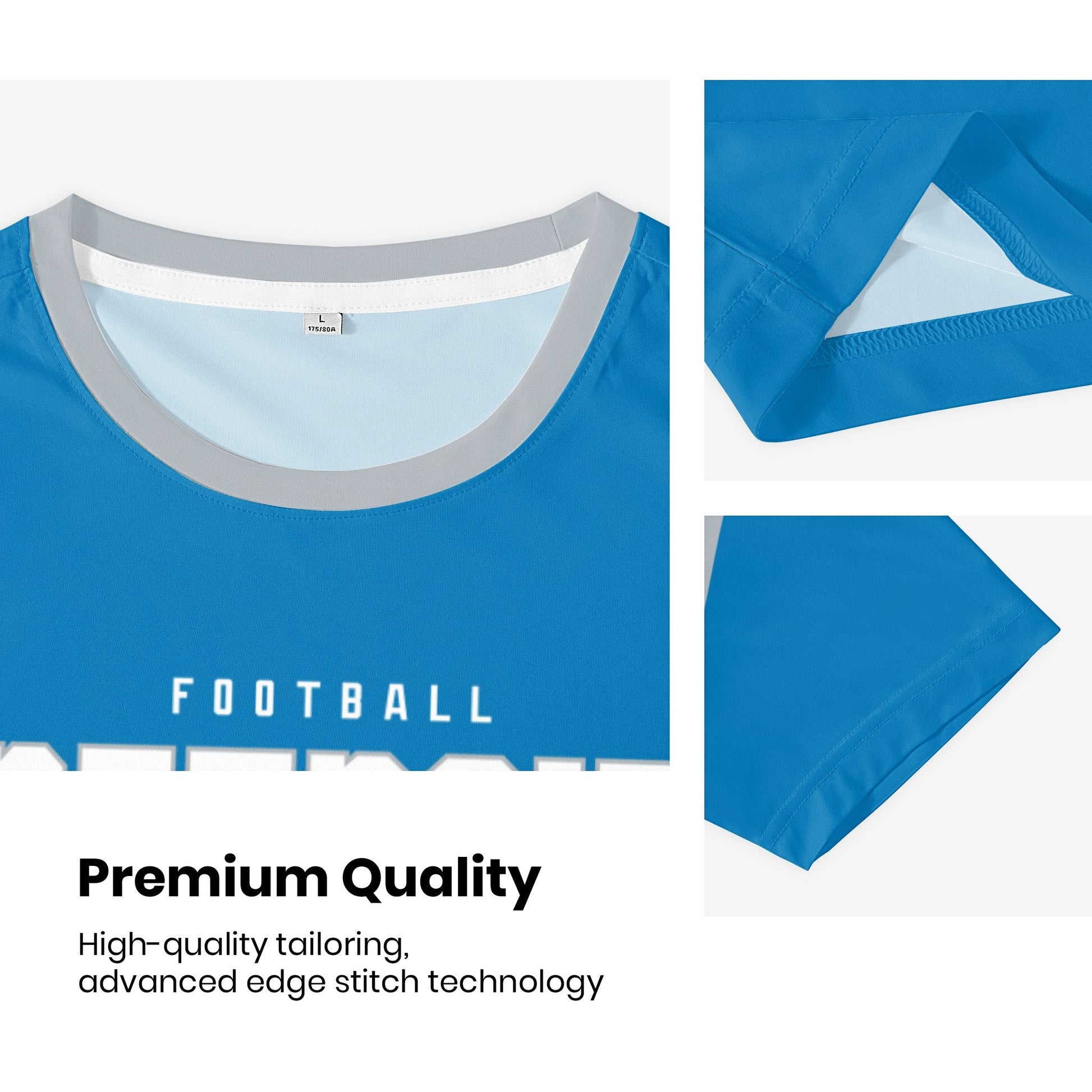 Detroit football style T-shirt premium stitching and neckline detail with soft fabric finish