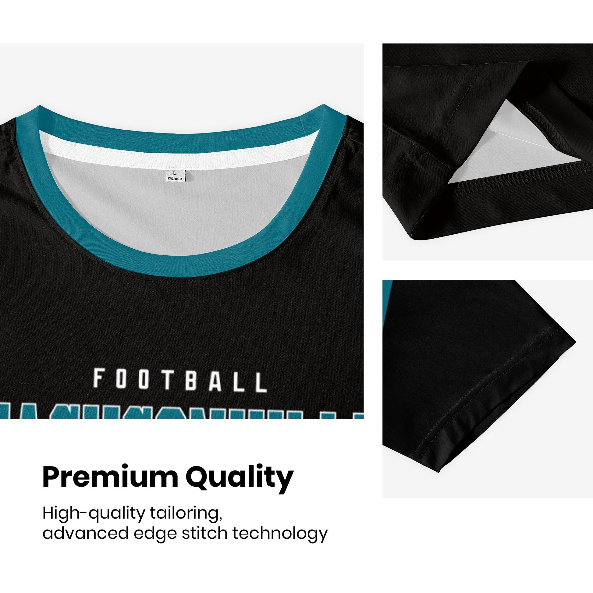 Jacksonville football style T-shirt premium stitching and neckline detail with soft fabric finish