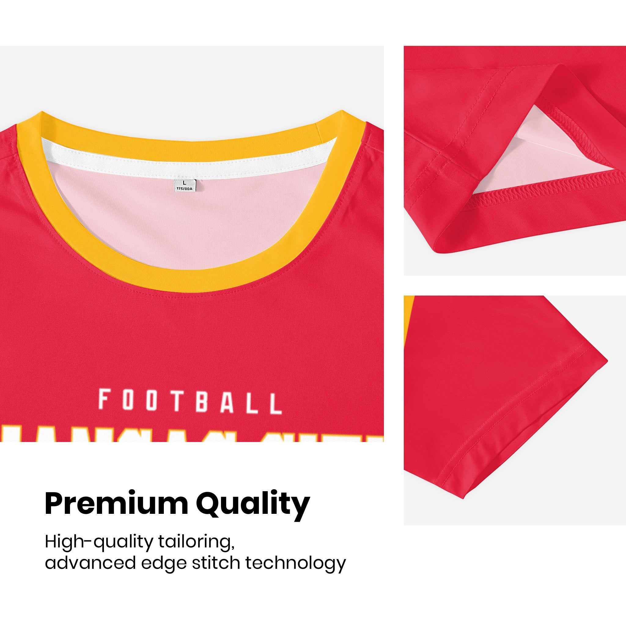 Kansas football style T-shirt premium stitching and neckline detail with soft fabric finish