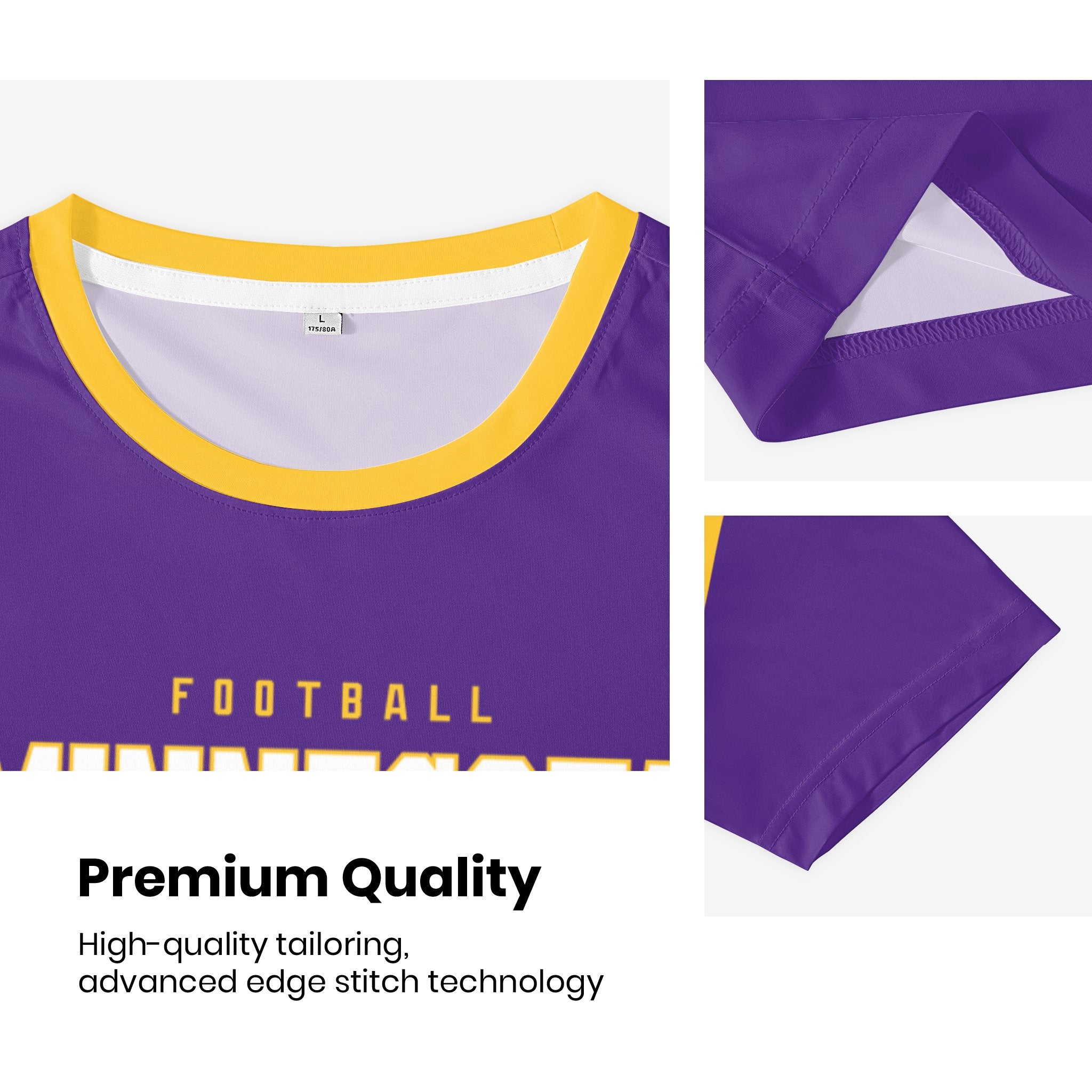 Minnesota football style T-shirt premium stitching and neckline detail with soft fabric finish