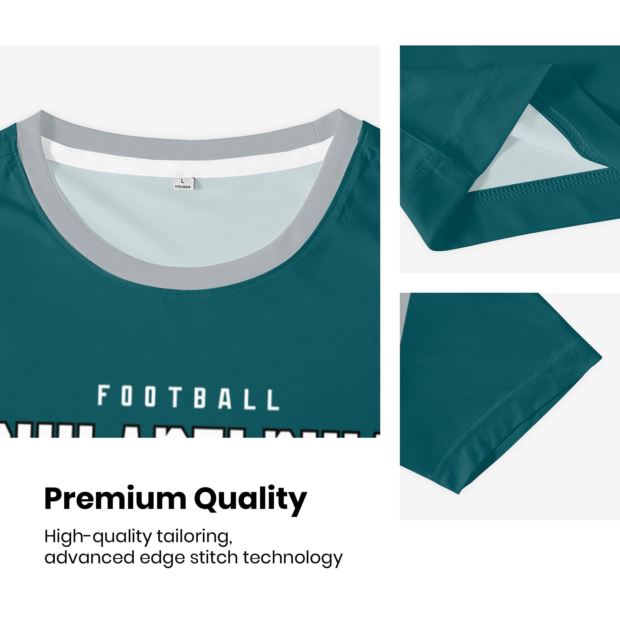 Philadelphia football style T-shirt premium stitching and neckline detail with soft fabric finish