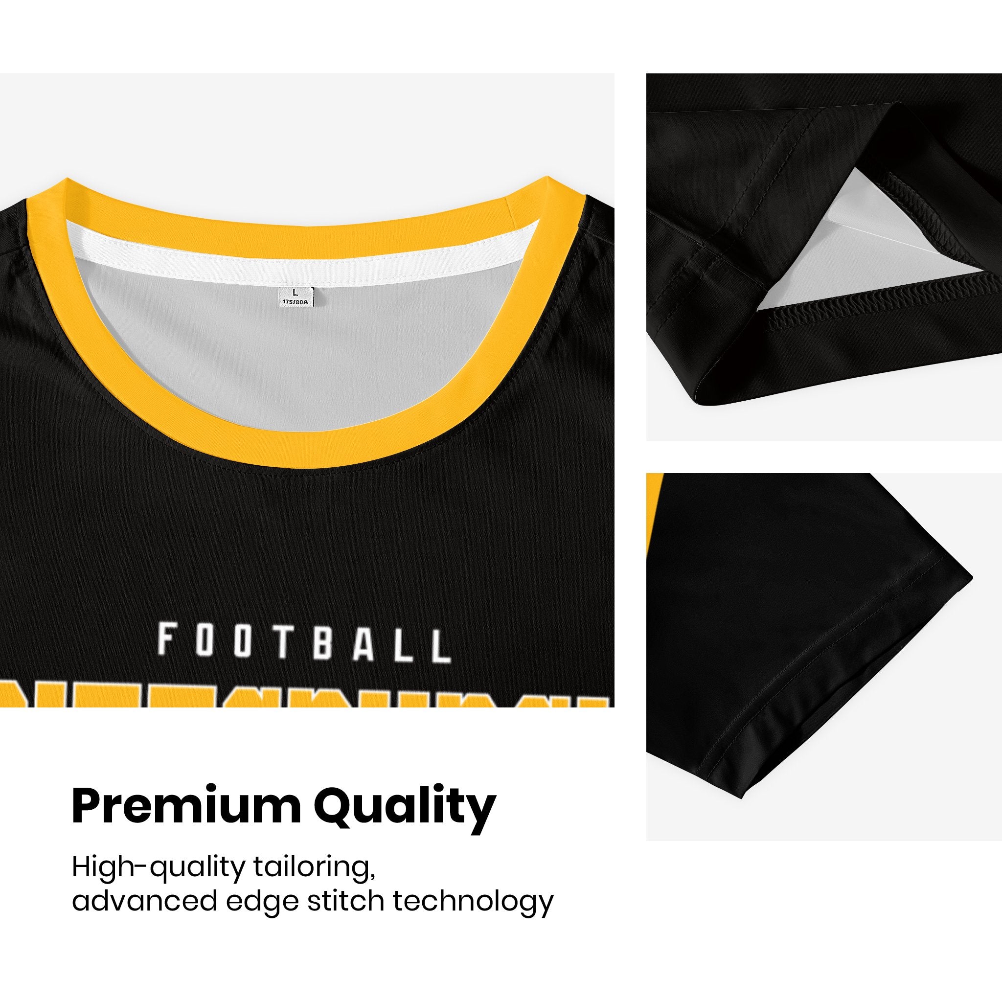 Pittsburgh football style T-shirt premium stitching and neckline detail with soft fabric finish