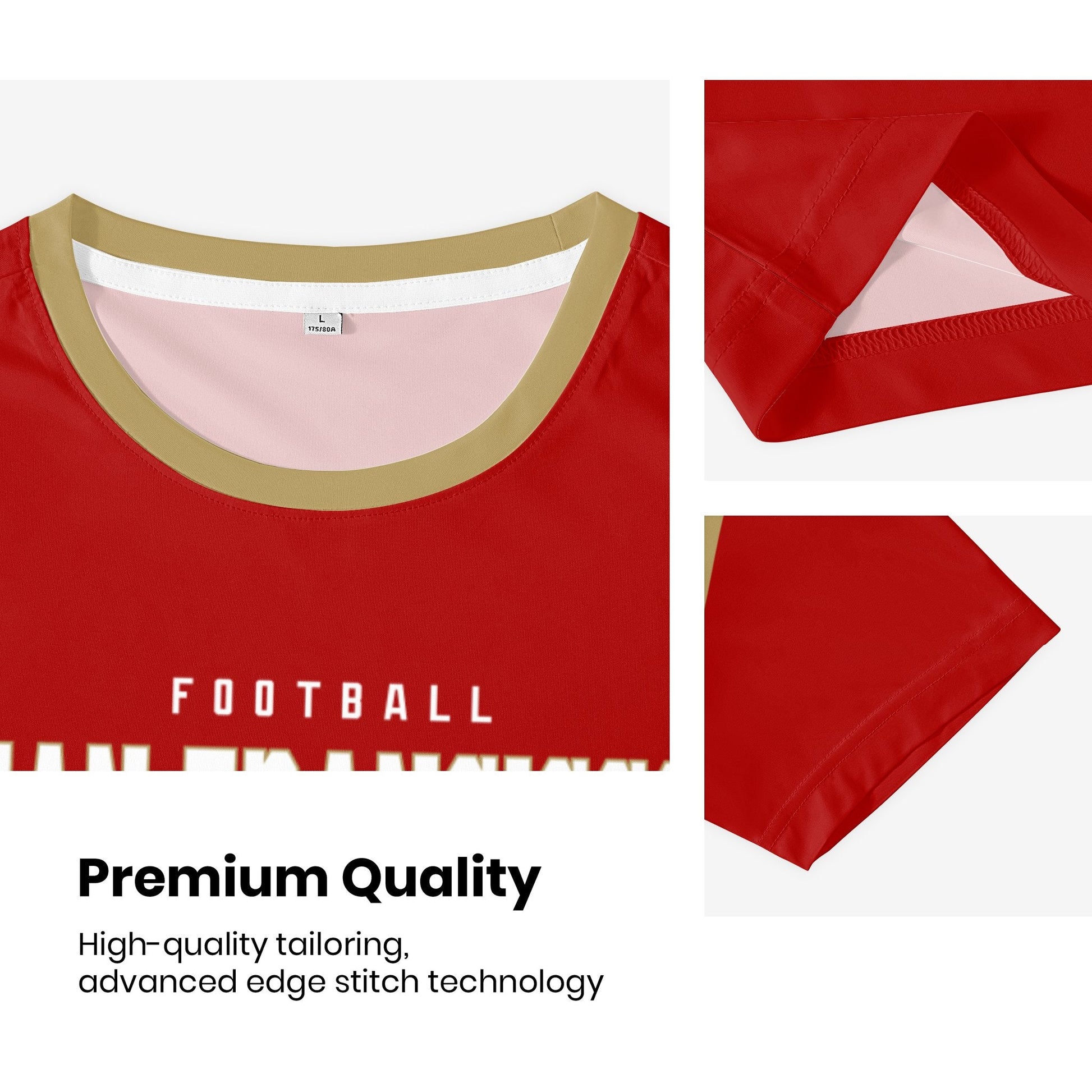 San Francisco football style T-shirt premium stitching and neckline detail with soft fabric finish