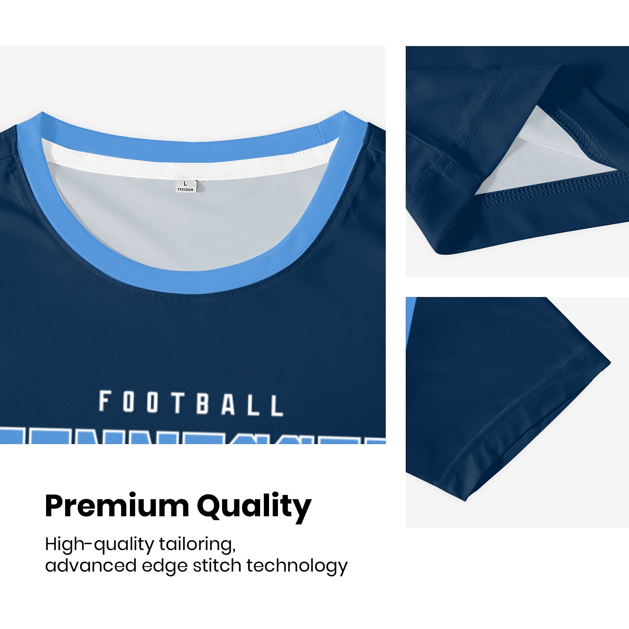 Tennessee football style T-shirt premium stitching and neckline detail with soft fabric finish