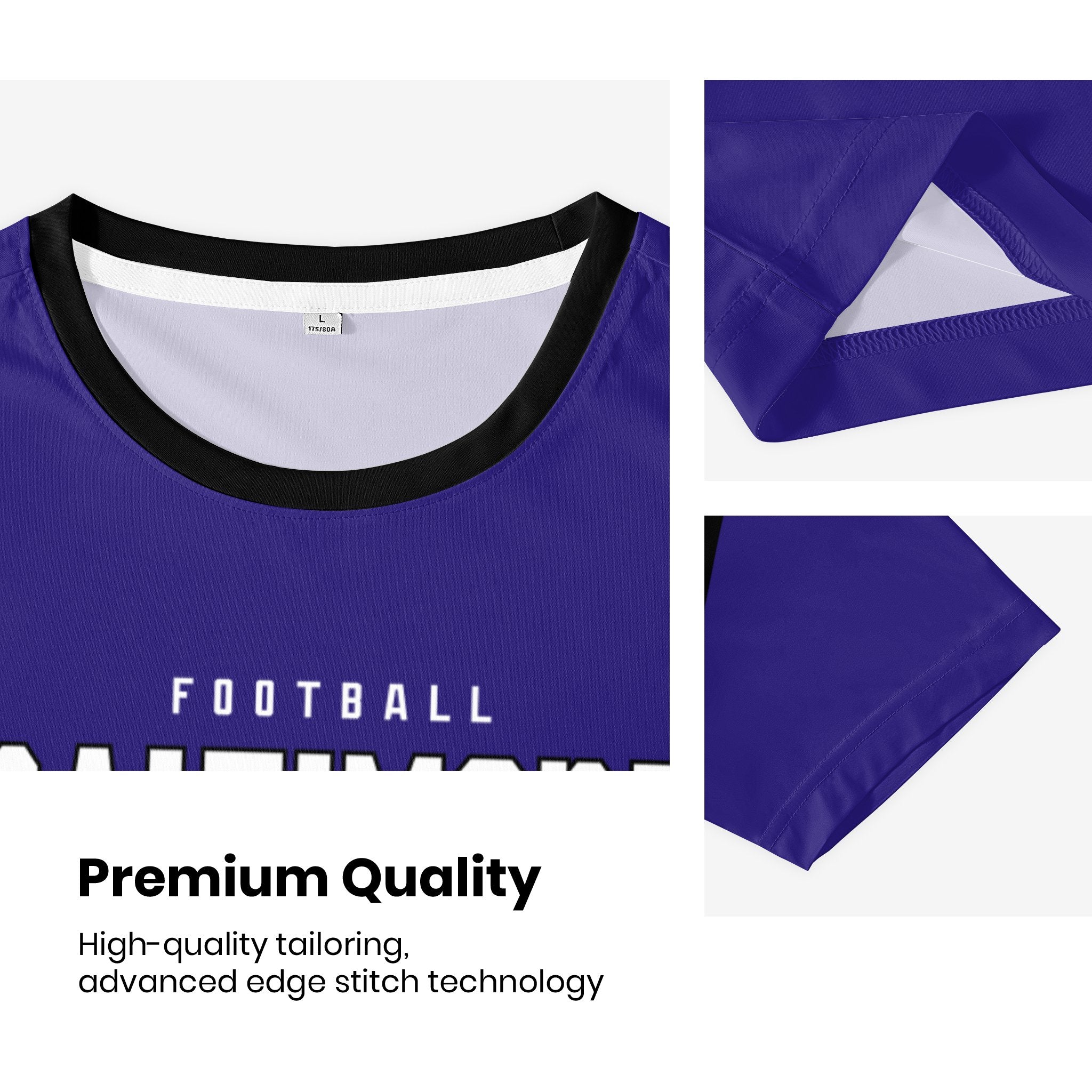 Baltimore football style T-shirt premium stitching and neckline detail with soft fabric finish