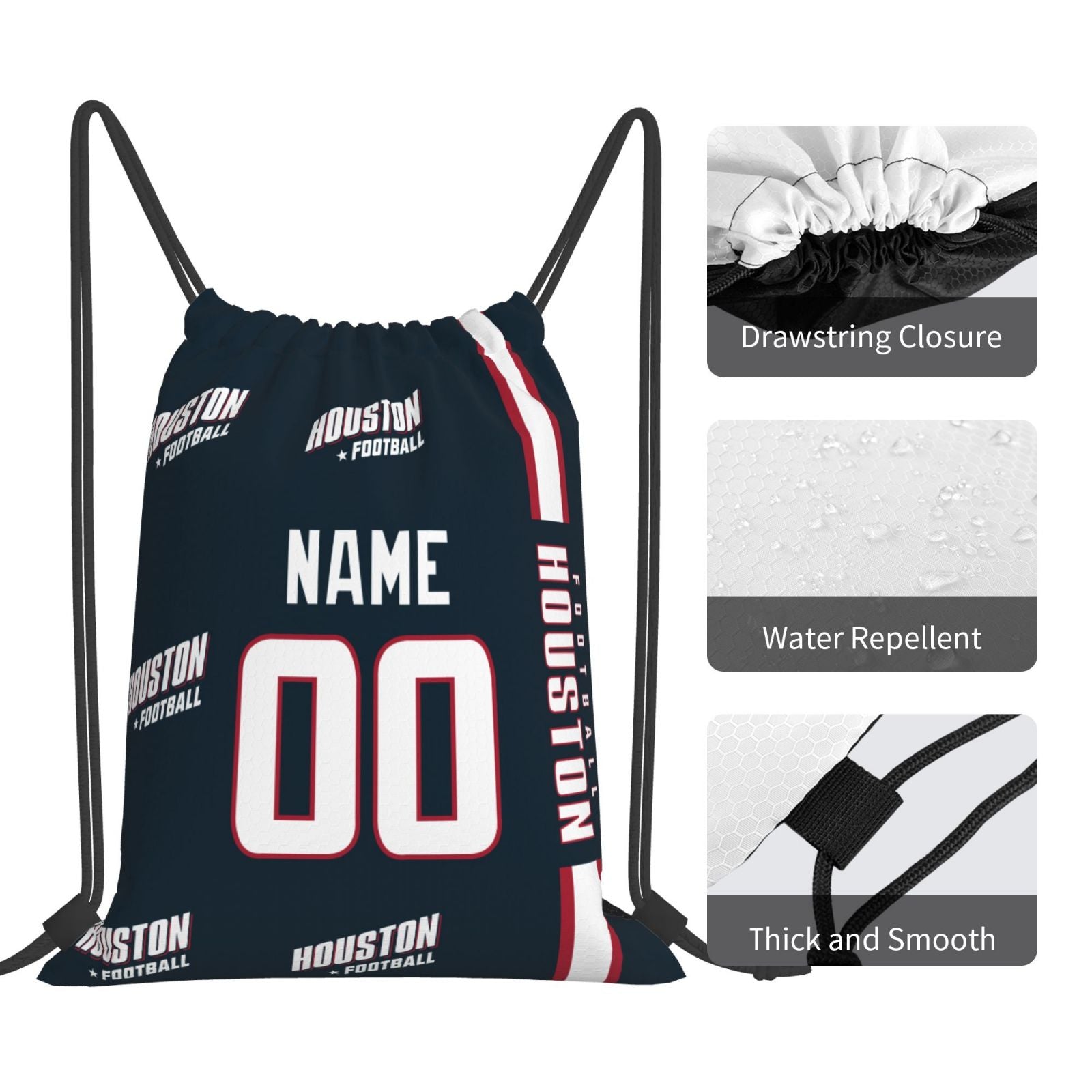 ANTKING Houston Drawstring Bags Custom any Name and Number Backpack for Men Youth Boy Gifts ANTKING