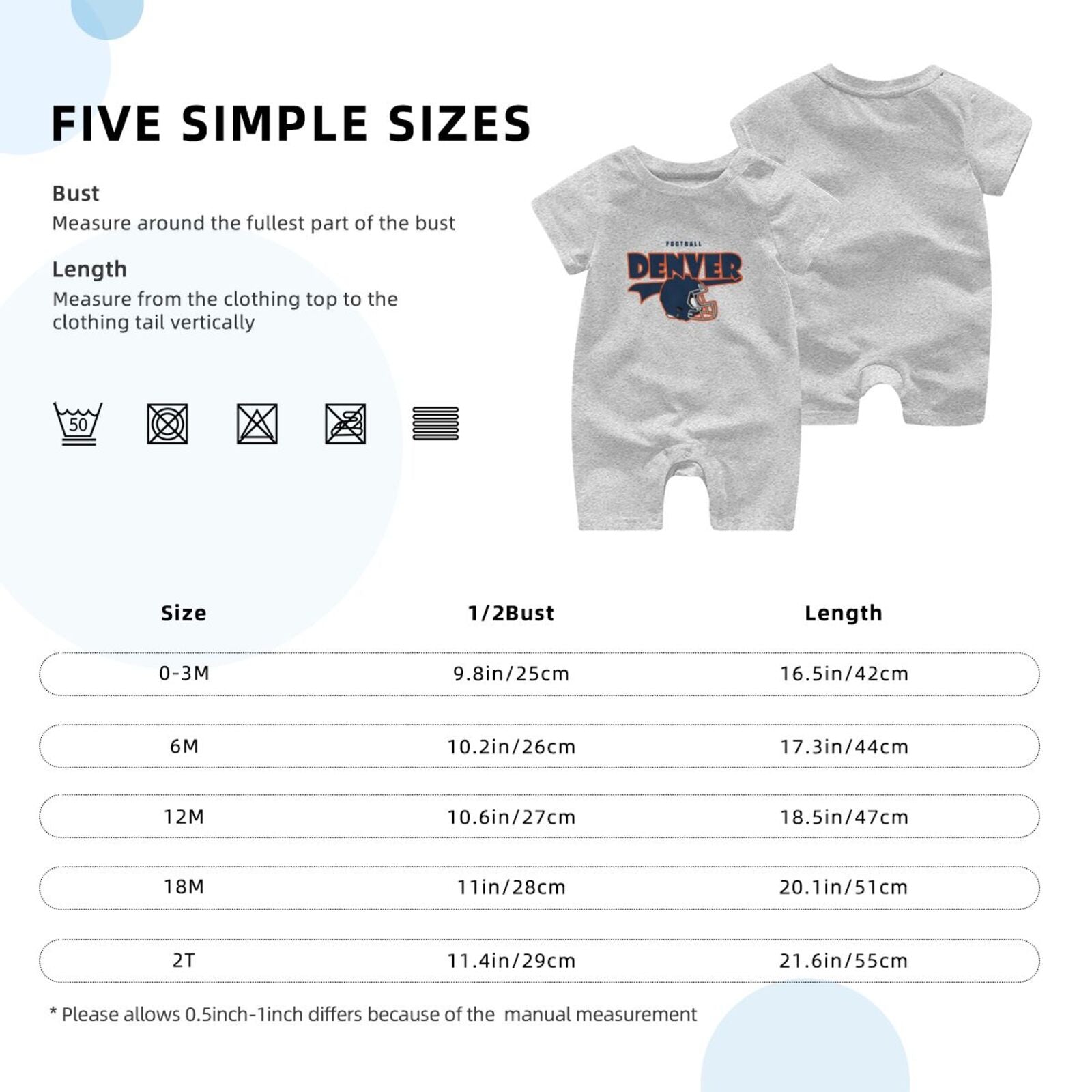 Personalized Denver Baby Football Bodysuit - Custom Name & Number - Antking ANTKING
