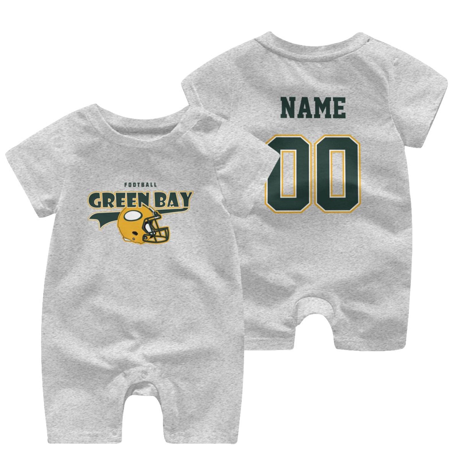 Personalized Green Bay Baby Football Bodysuit - Custom Name & Number - Antking ANTKING