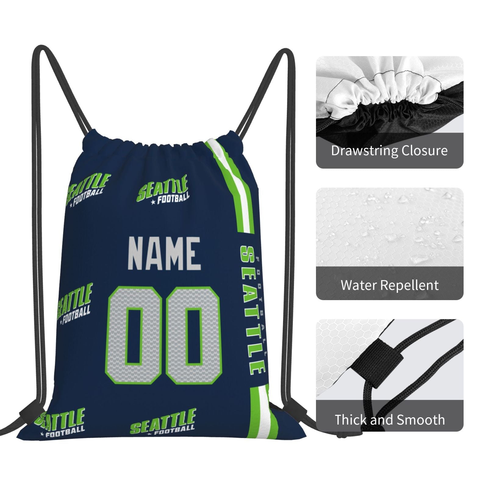 ANTKING Seattle Drawstring Bags Custom any Name and Number Backpack for Men Youth Boy Gifts ANTKING