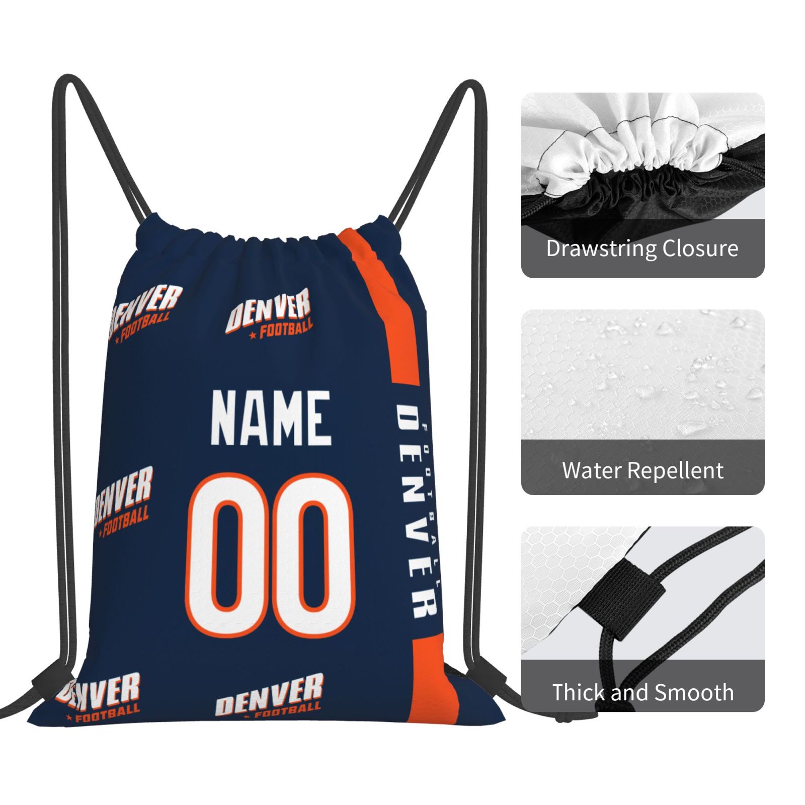 ANTKING Denver Drawstring Bags Custom any Name and Number Backpack for Men Youth Boy Gifts ANTKING
