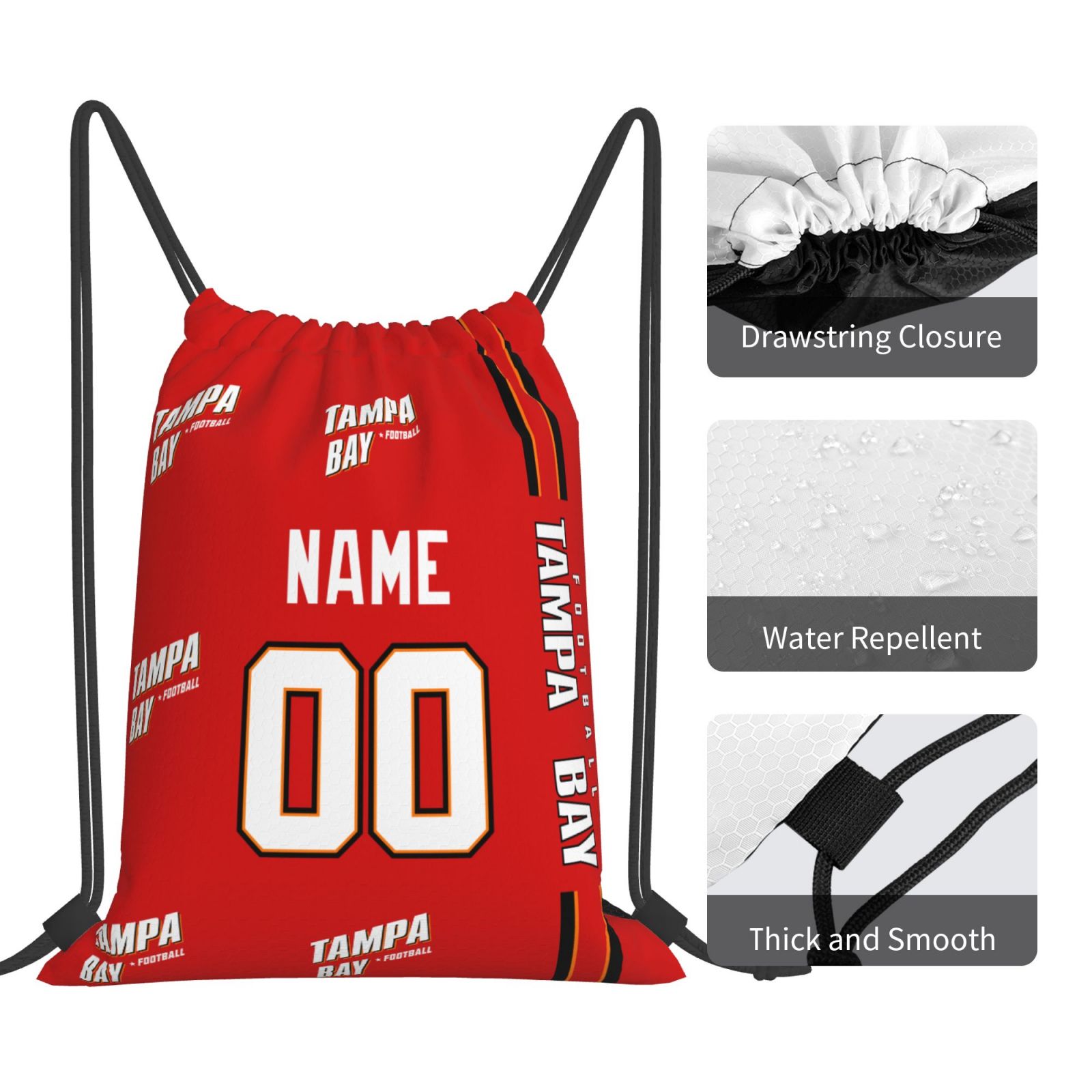 ANTKING Tampa Drawstring Bags Custom any Name and Number Backpack for Men Youth Boy Gifts ANTKING