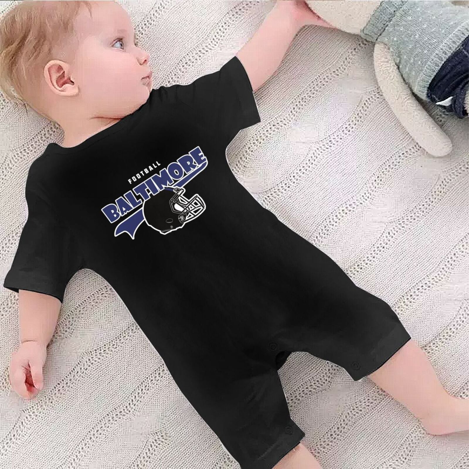 Personalized Baltimore Baby Football Bodysuit - Custom Name & Number - Antking ANTKING