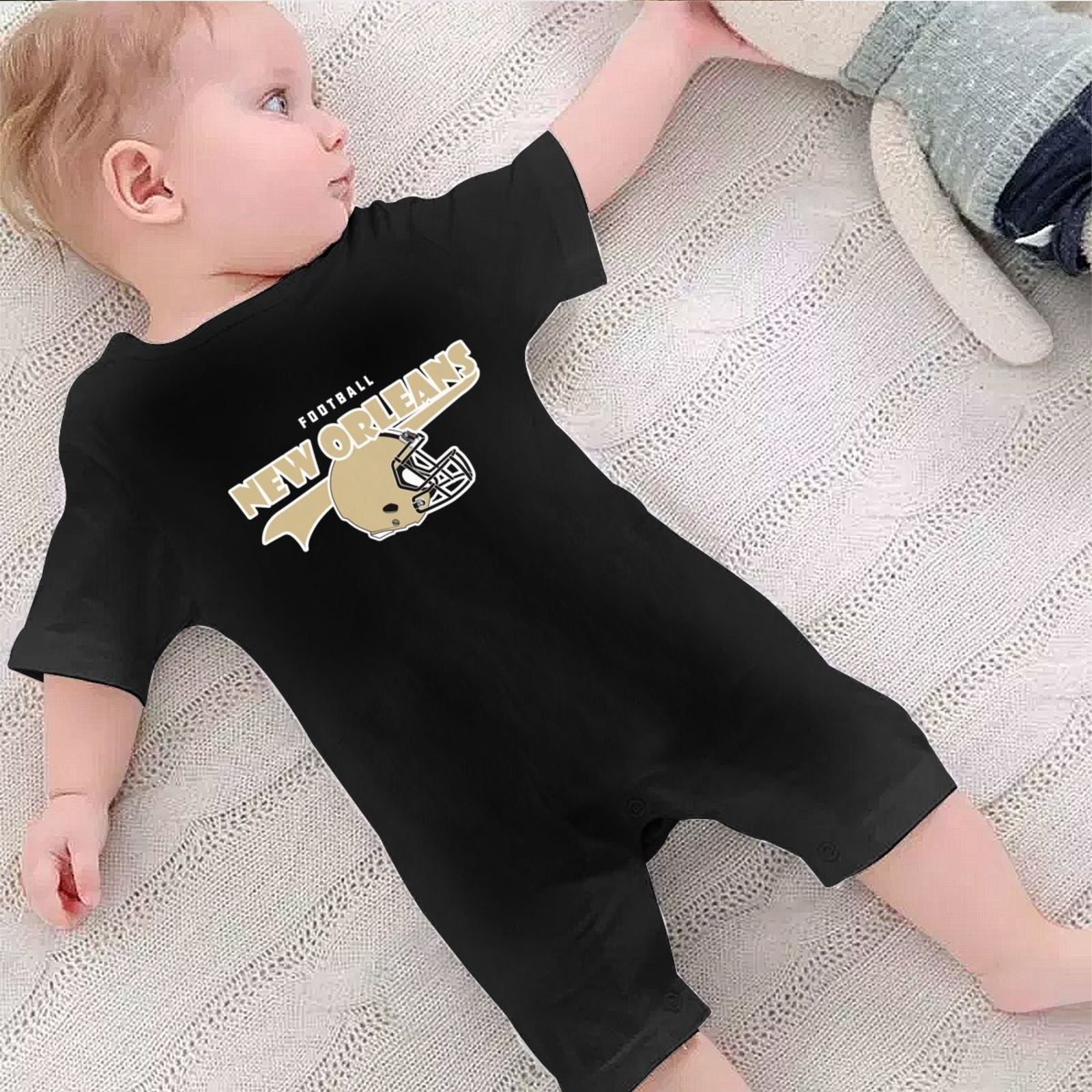 Personalized New Orleans Baby Football Bodysuit - Custom Name & Number - Antking ANTKING
