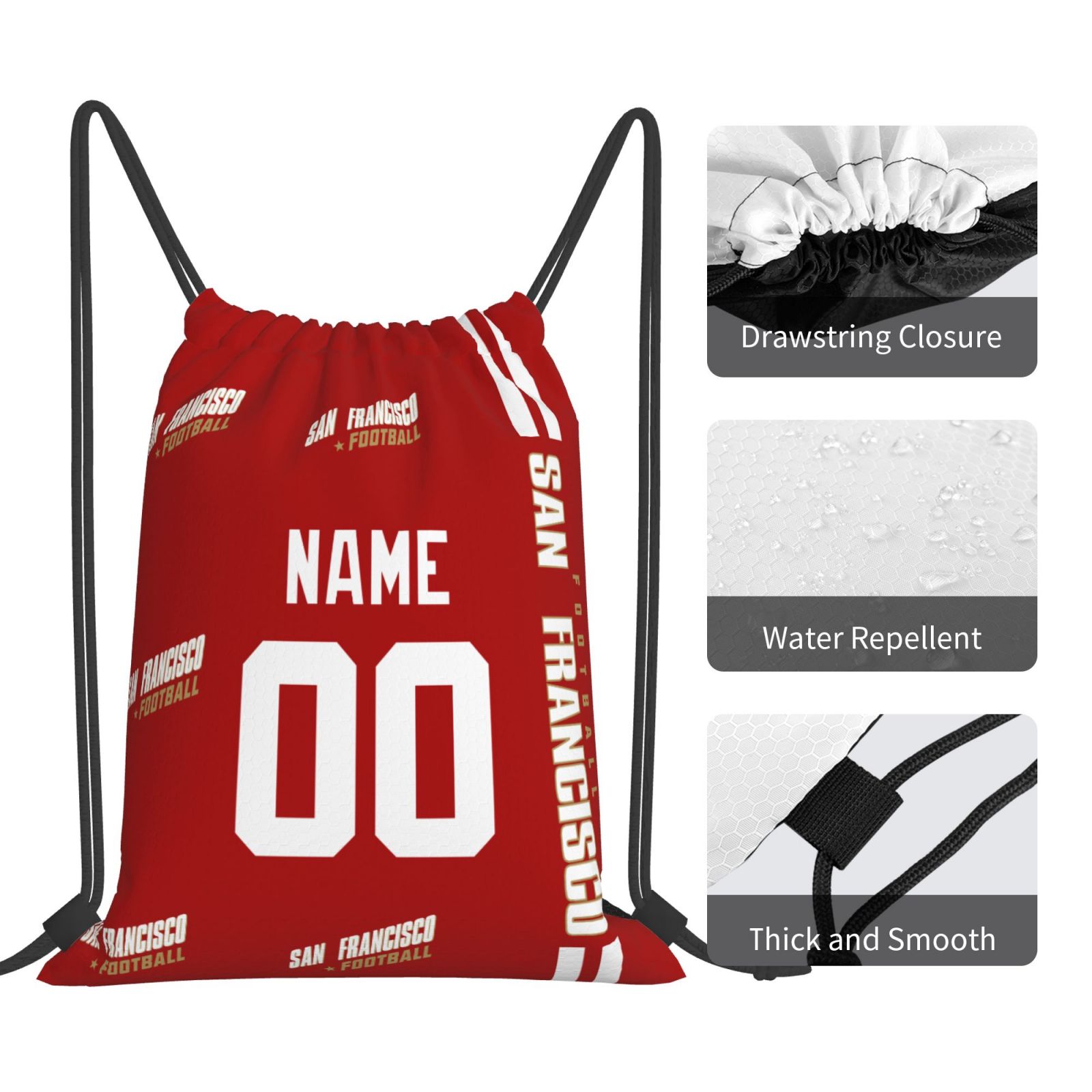 ANTKING San Francisco Drawstring Bags Custom any Name and Number Backpack for Men Youth Boy Gifts ANTKING