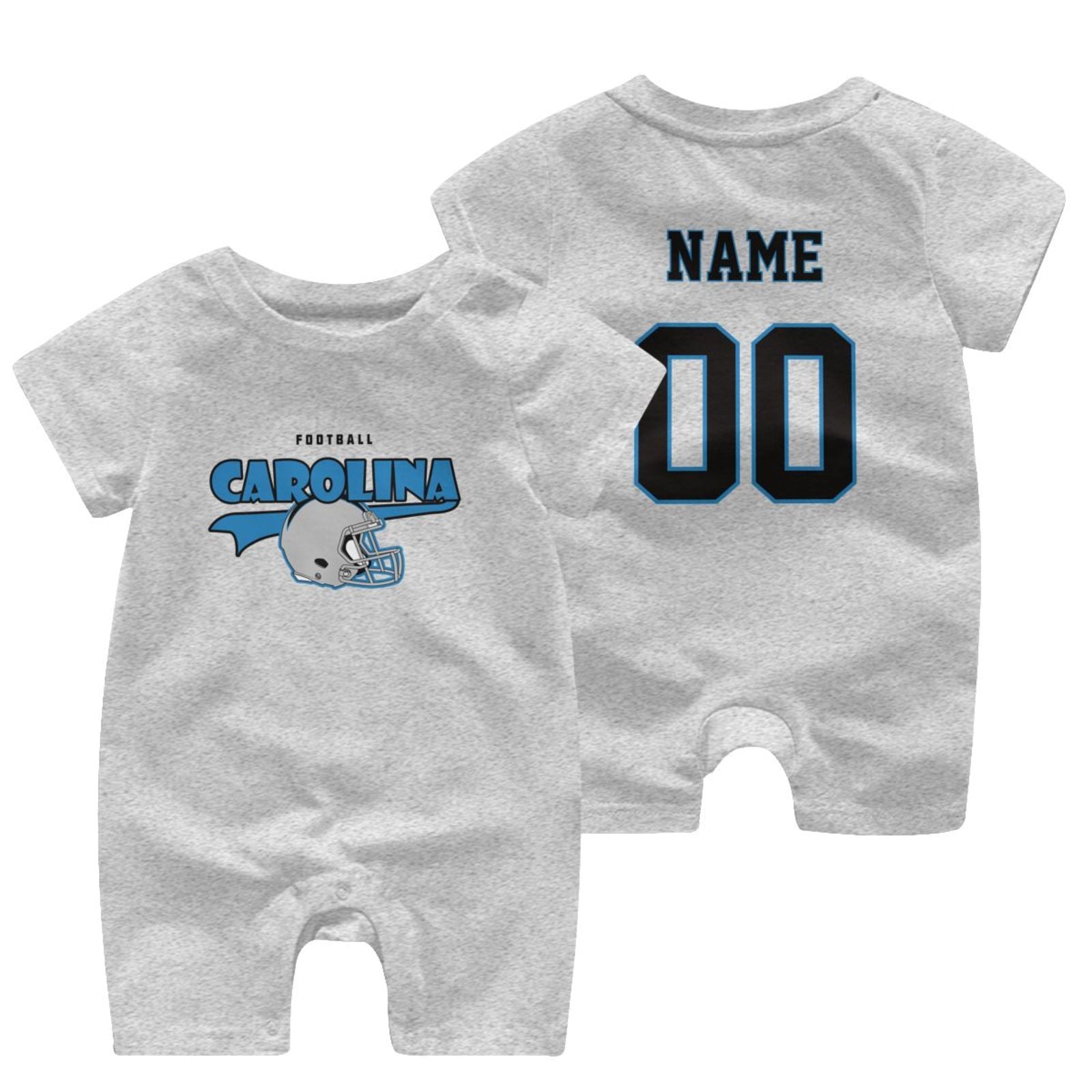 Personalized Carolin Baby Football Bodysuit - Custom Name & Number - Antking ANTKING