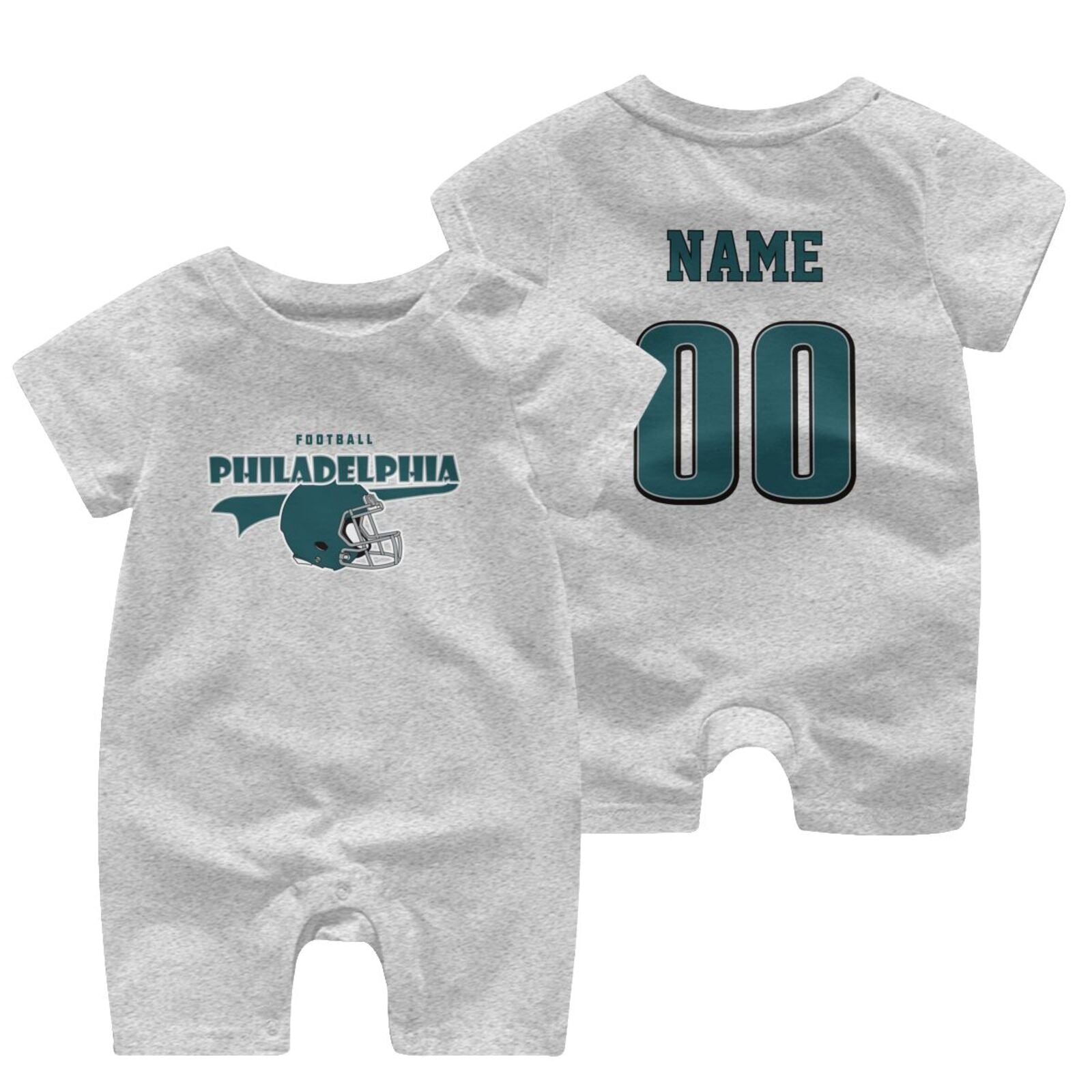 Personalized Philadelphia Baby Football Bodysuit - Custom Name & Number - Antking ANTKING
