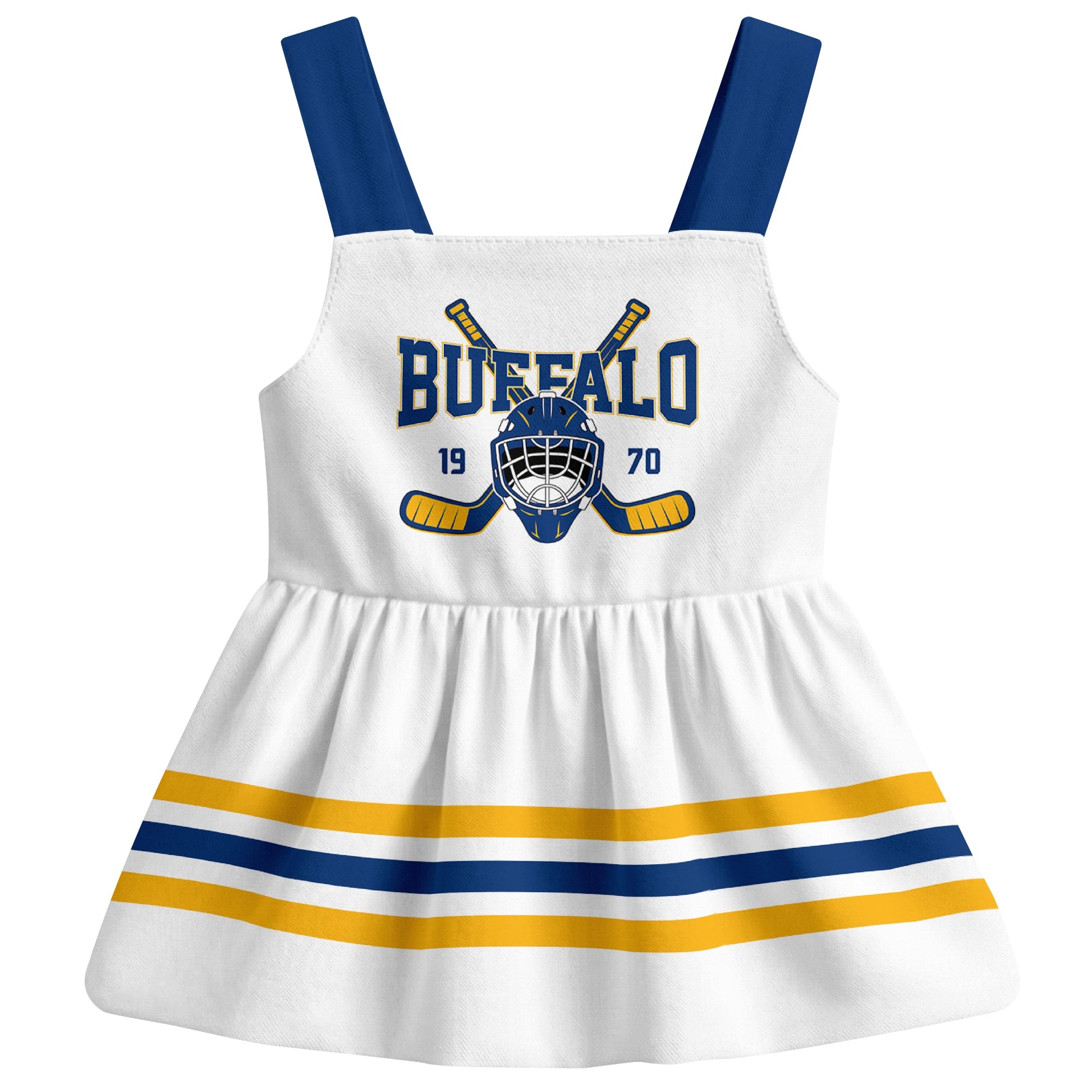 Buffalo hockey baby suspender dress White style front view