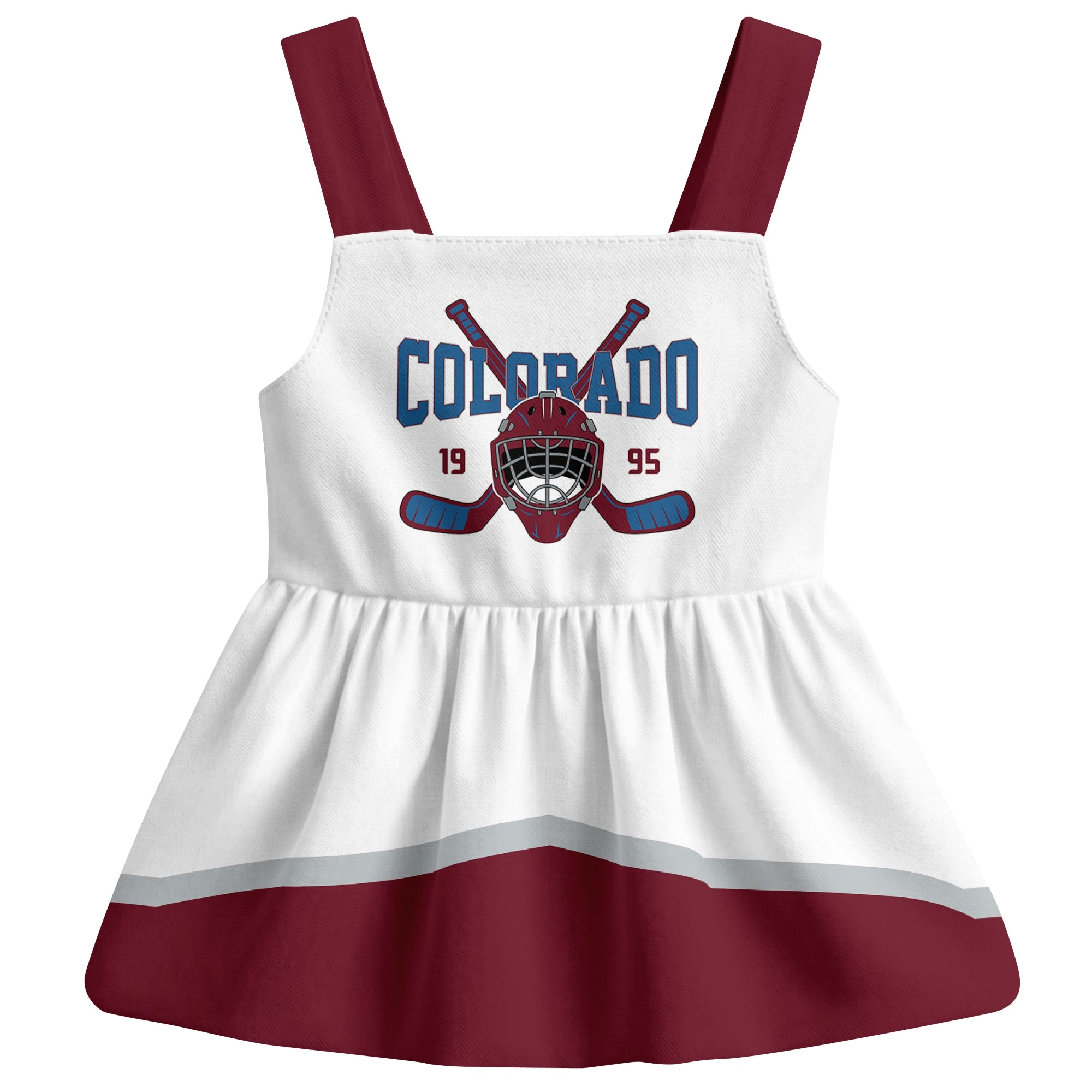 Colorado hockey baby suspender dress White style front view