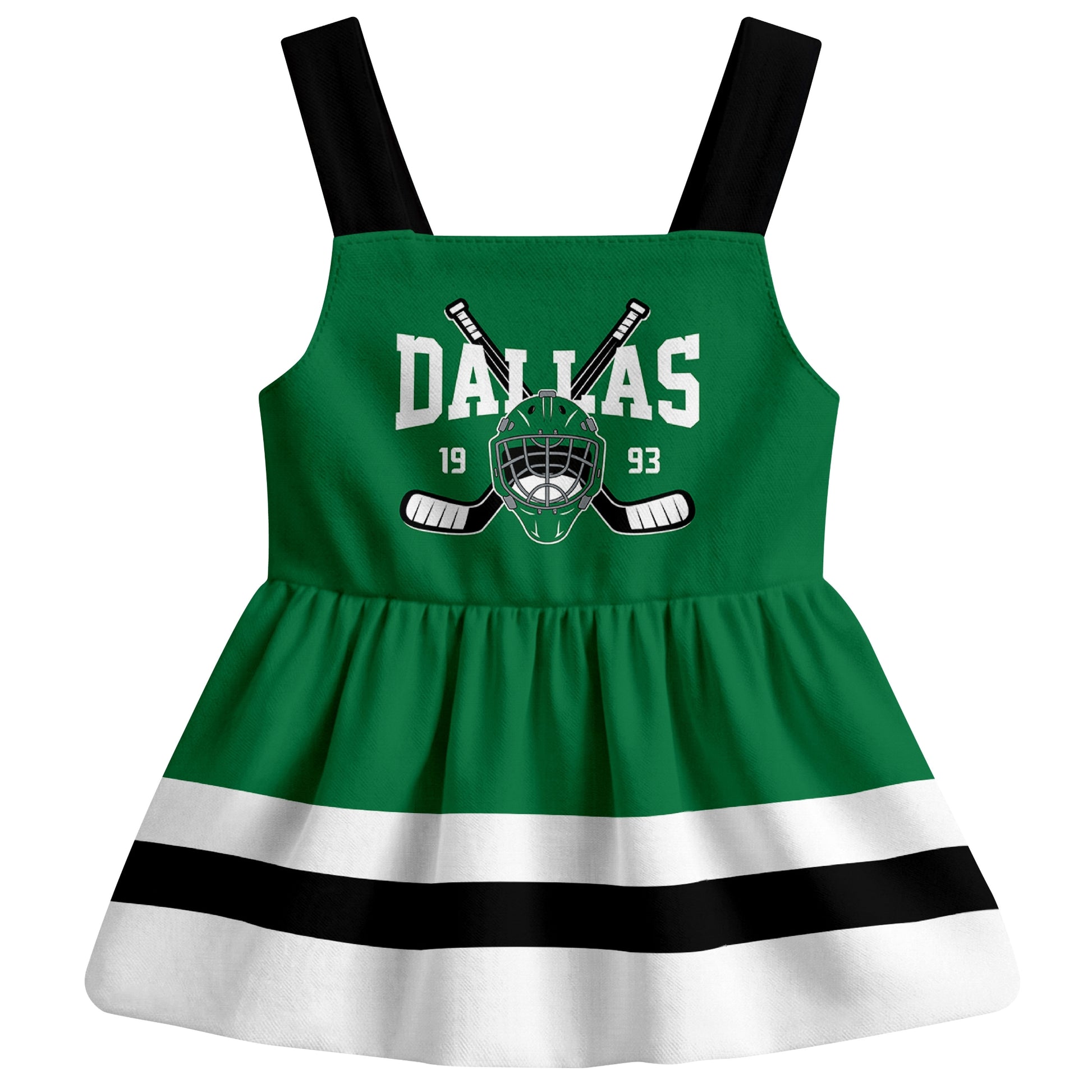 Dallas hockey baby suspender dress Green style front view