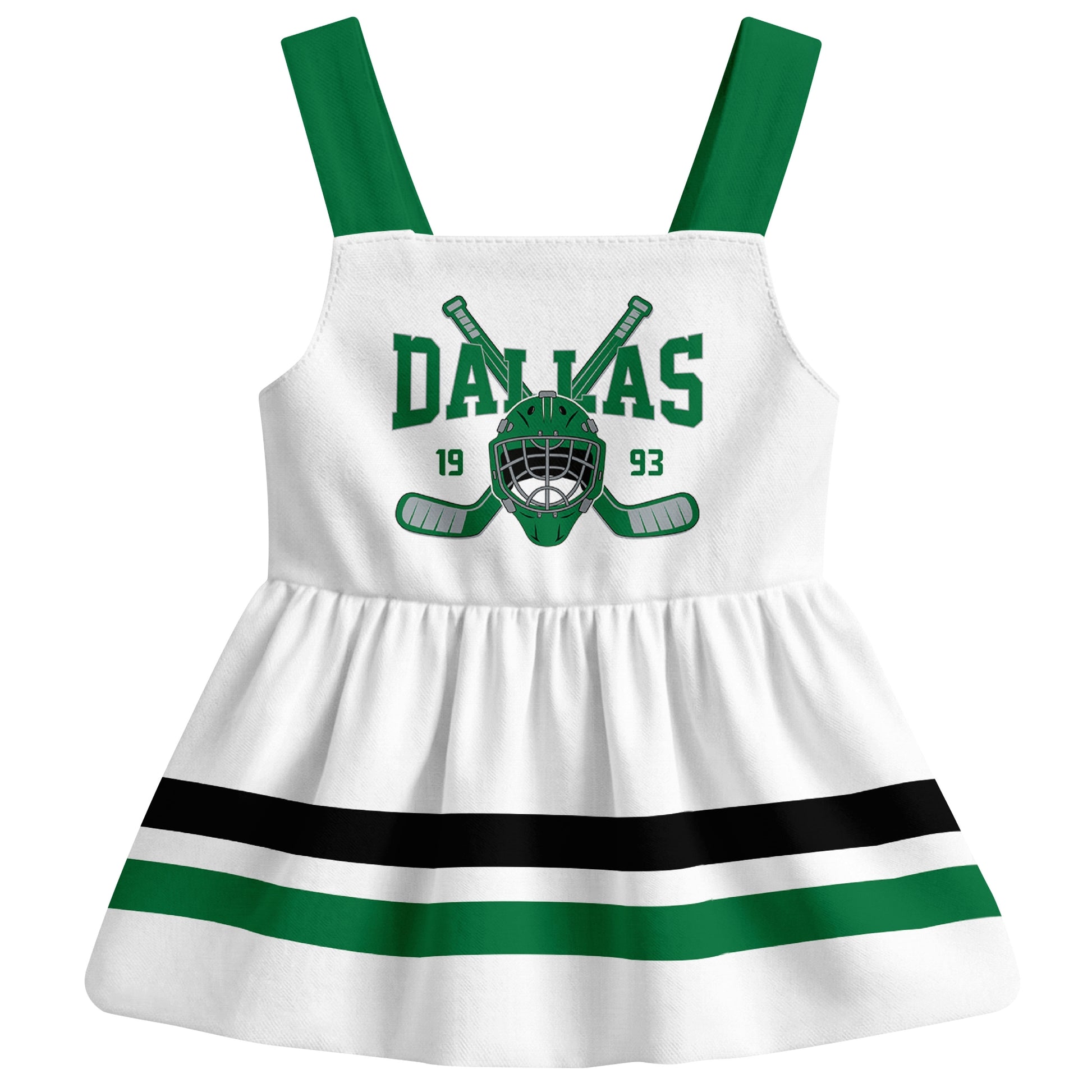 Dallas hockey baby suspender dress White style front view
