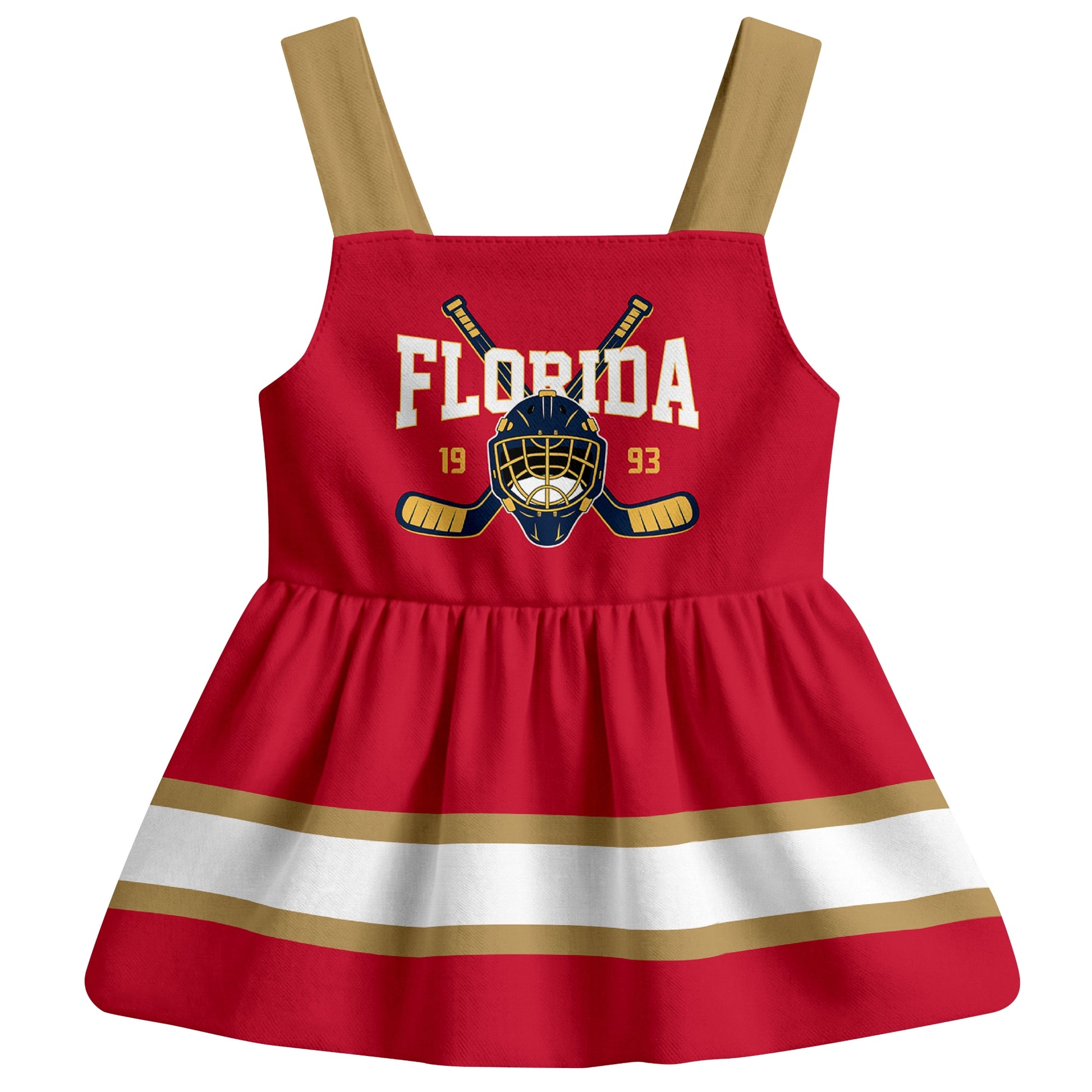 Florida hockey baby suspender dress Red style front view