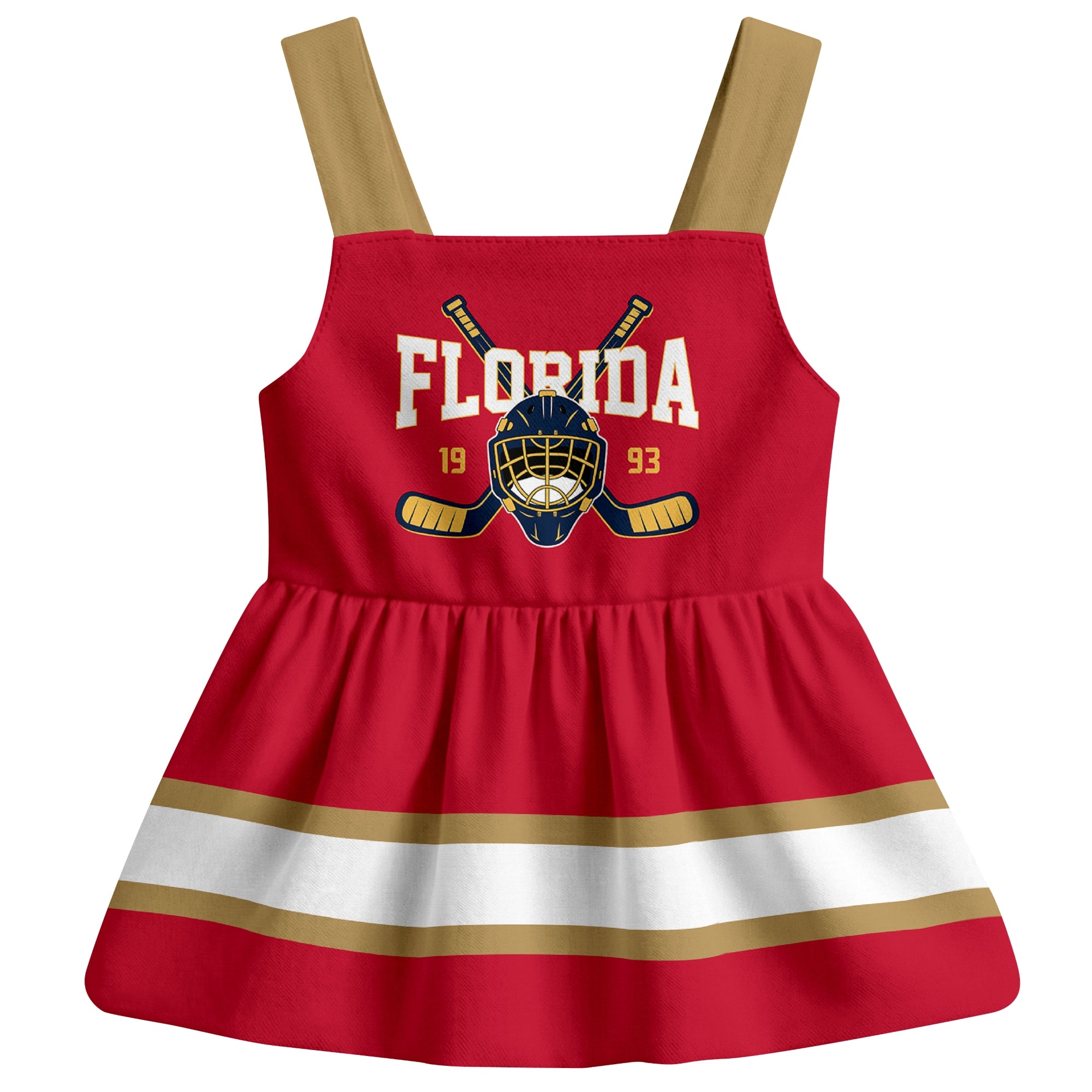 Florida hockey baby suspender dress Red style front view