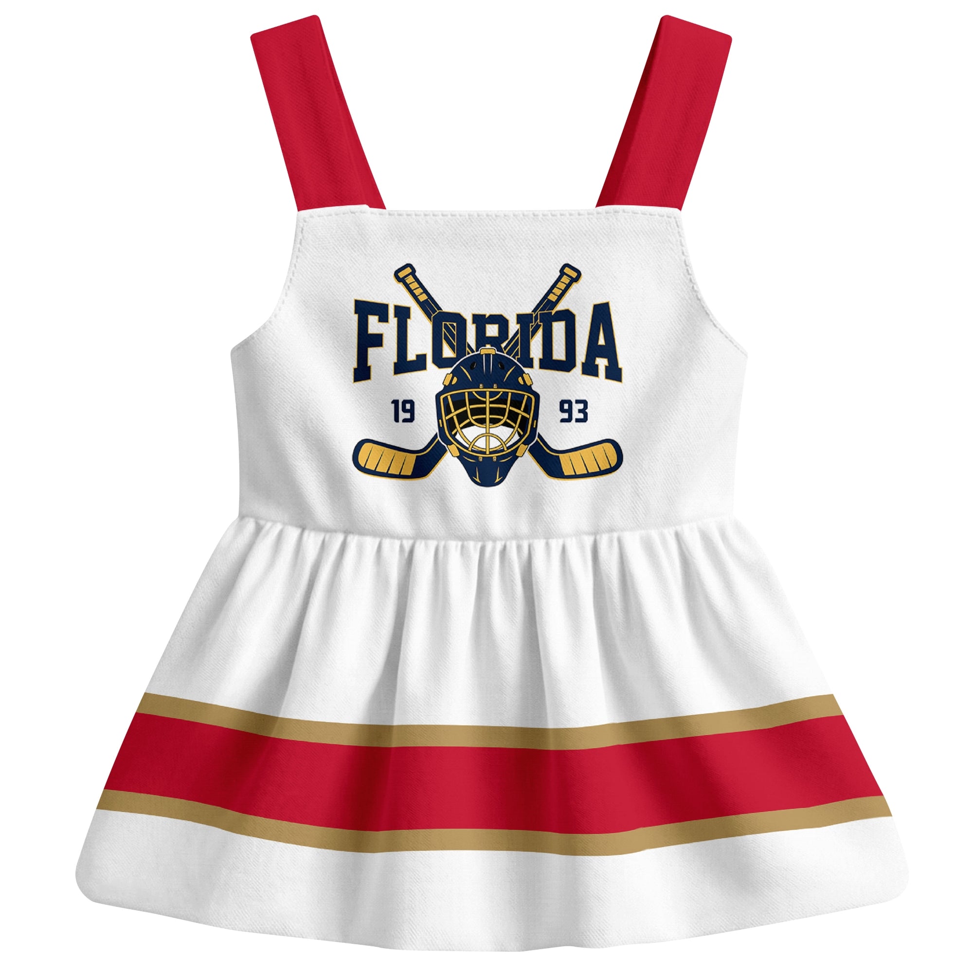 Florida hockey baby suspender dress White style front view