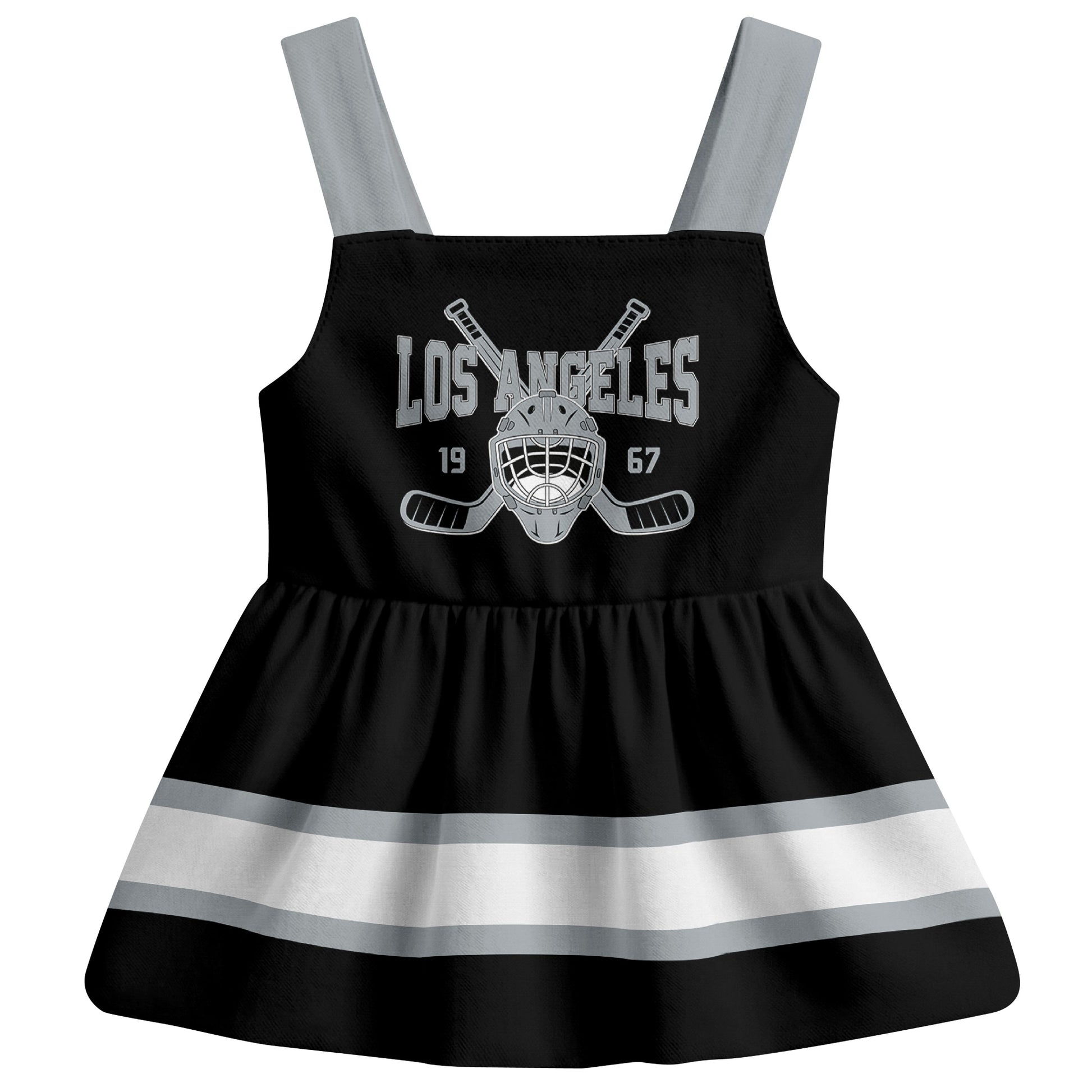 Los Angeles hockey baby suspender dress Black style front view
