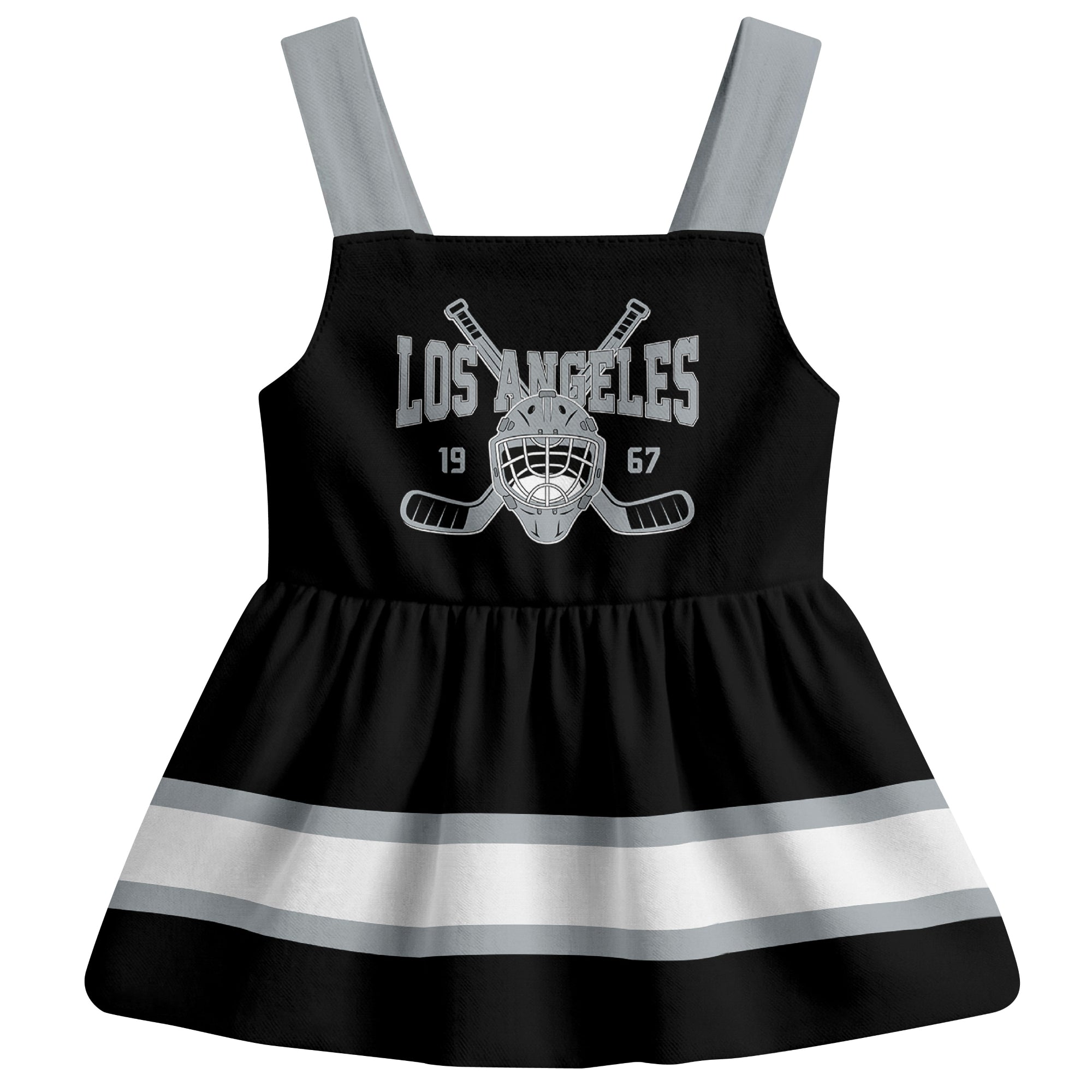 Los Angeles hockey baby suspender dress Black style front view
