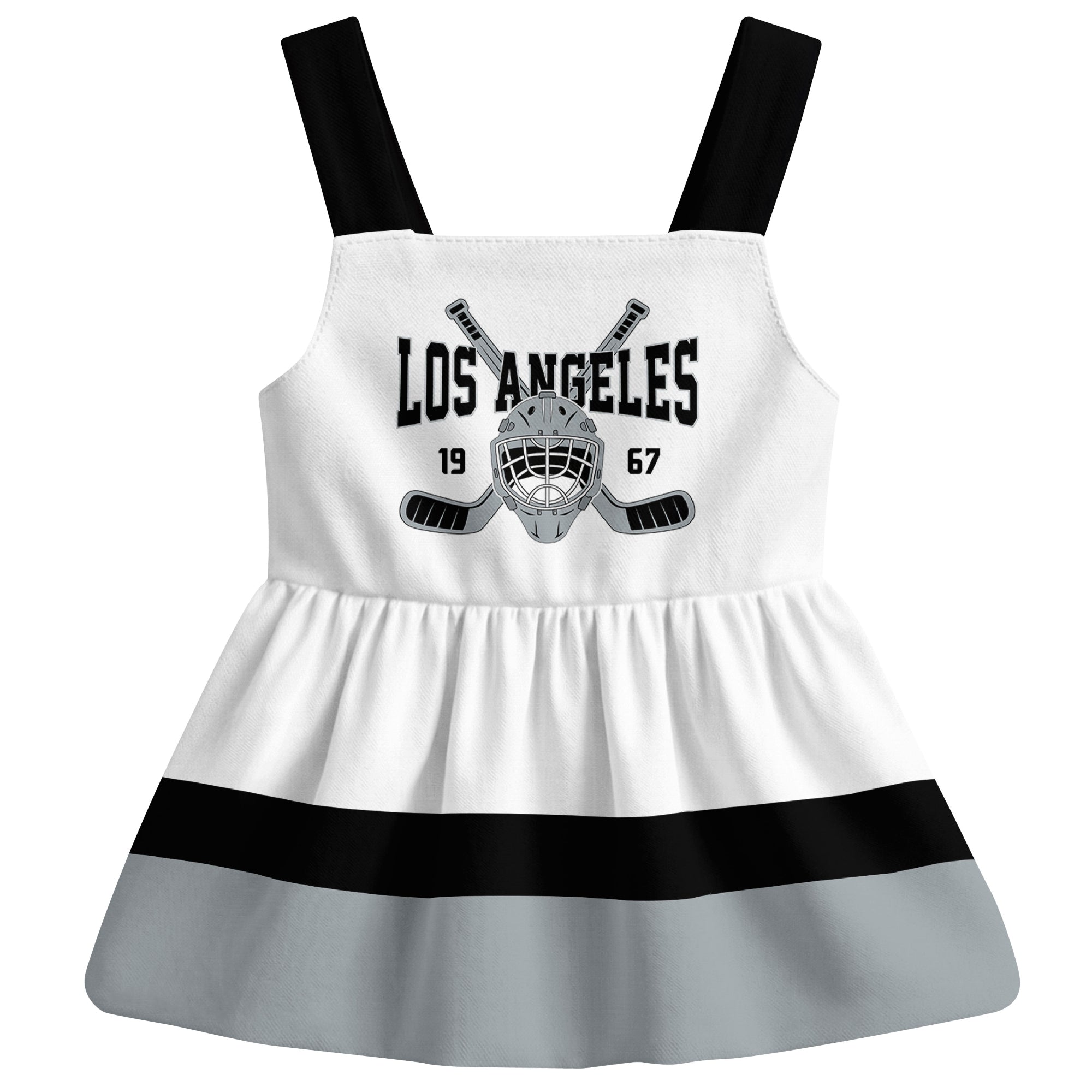 Los Angeles hockey baby suspender dress White style front view