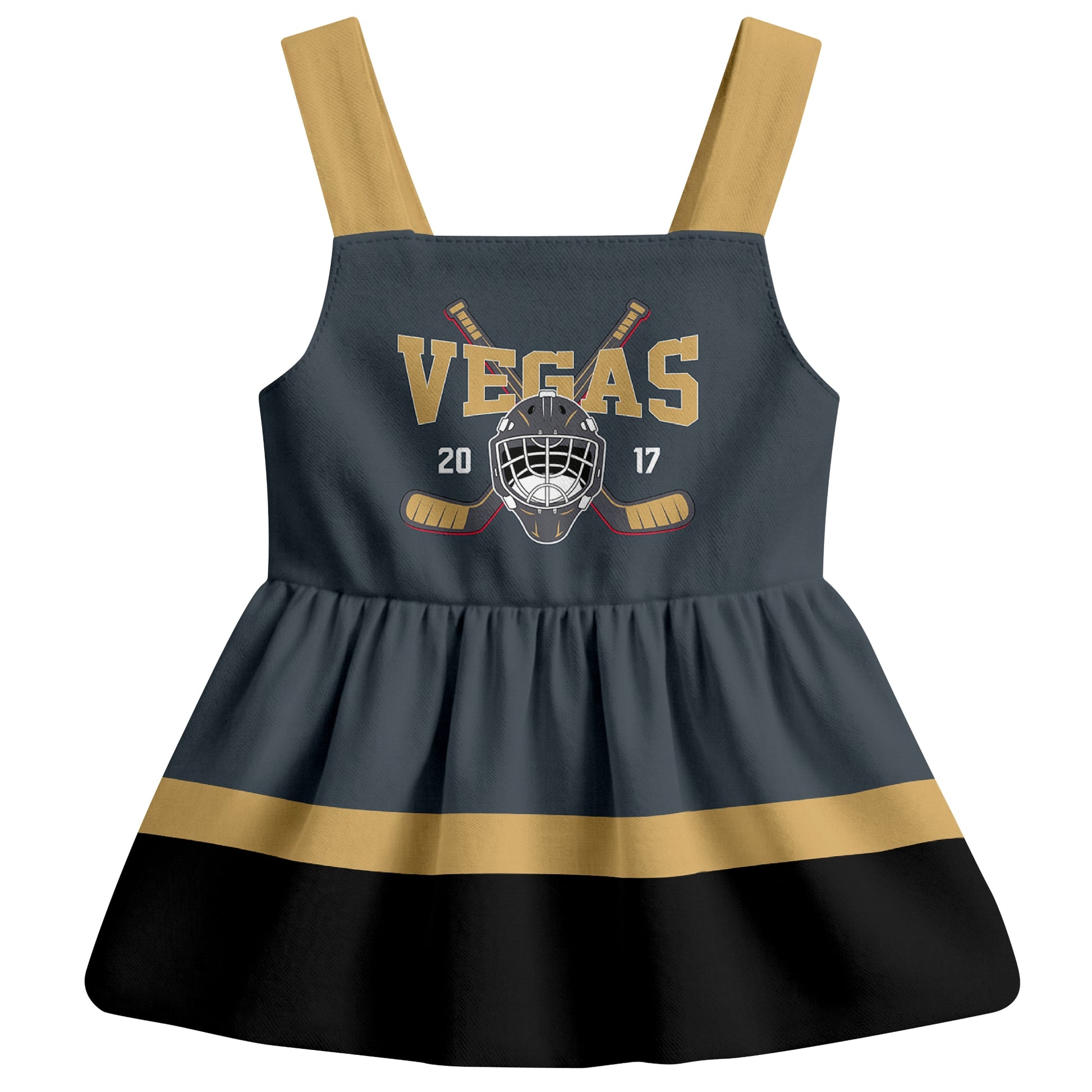 Vegas hockey baby suspender dress Gray style front view