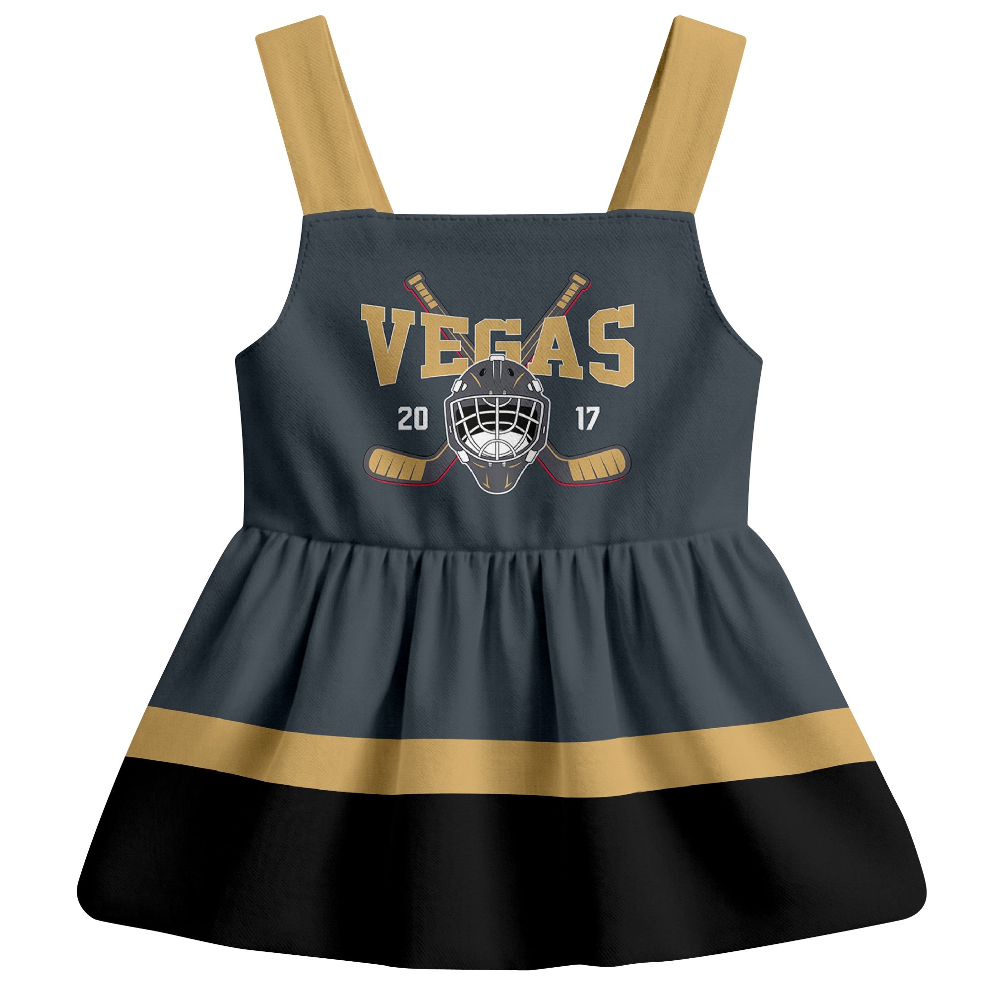 Vegas hockey baby suspender dress Gray style front view