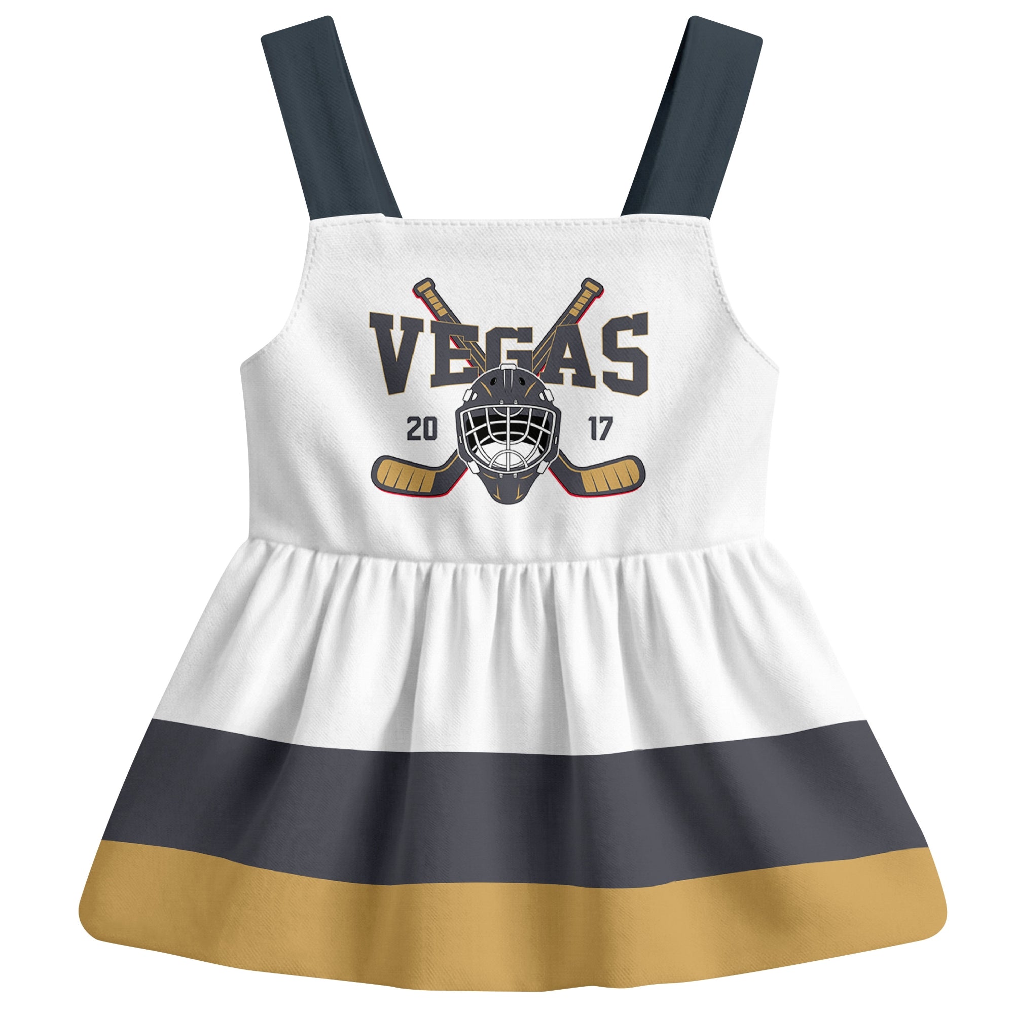 Vegas hockey baby suspender dress White style front view