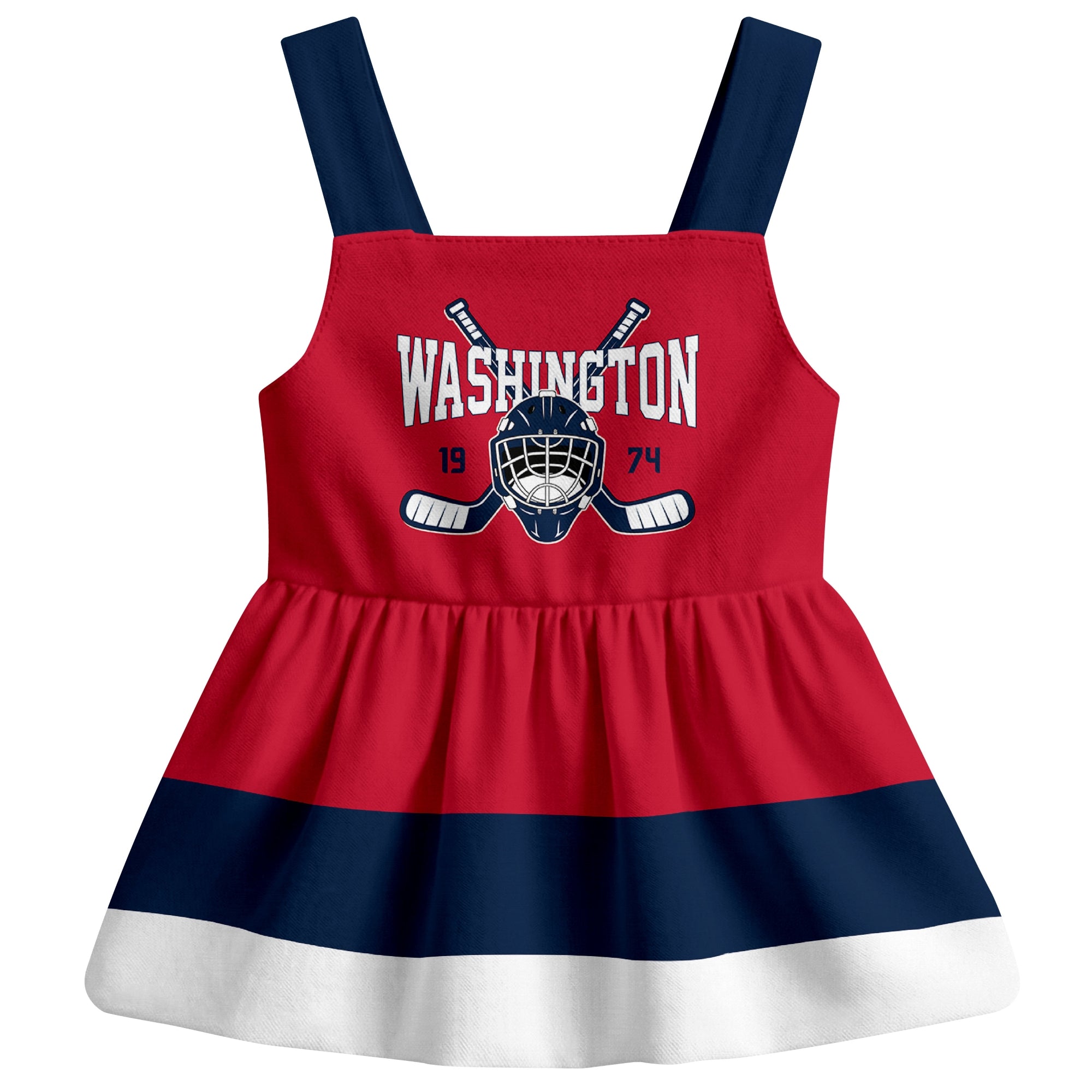 Washington hockey baby suspender dress Red style front view