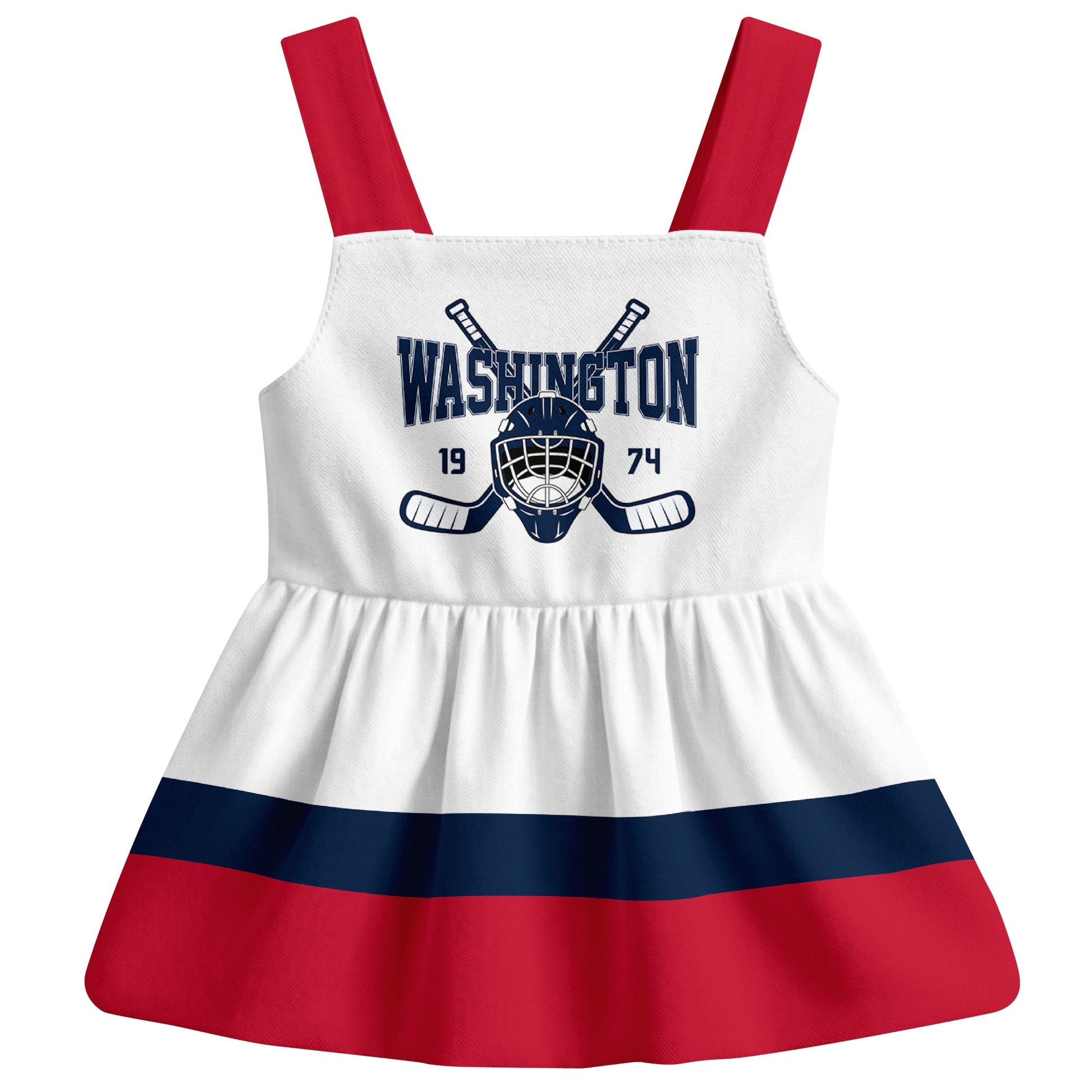 Washington hockey baby suspender dress White style front view