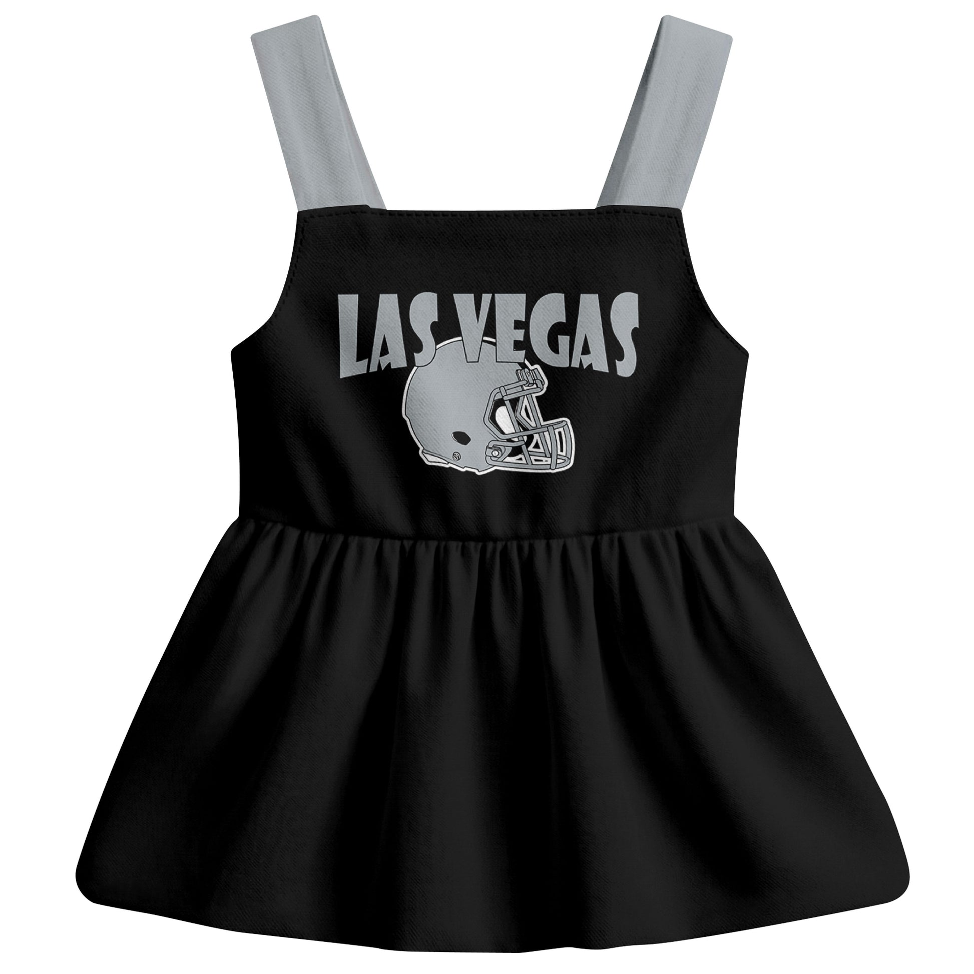 Las Vegas football baby suspender dress front view with city-color football graphic
