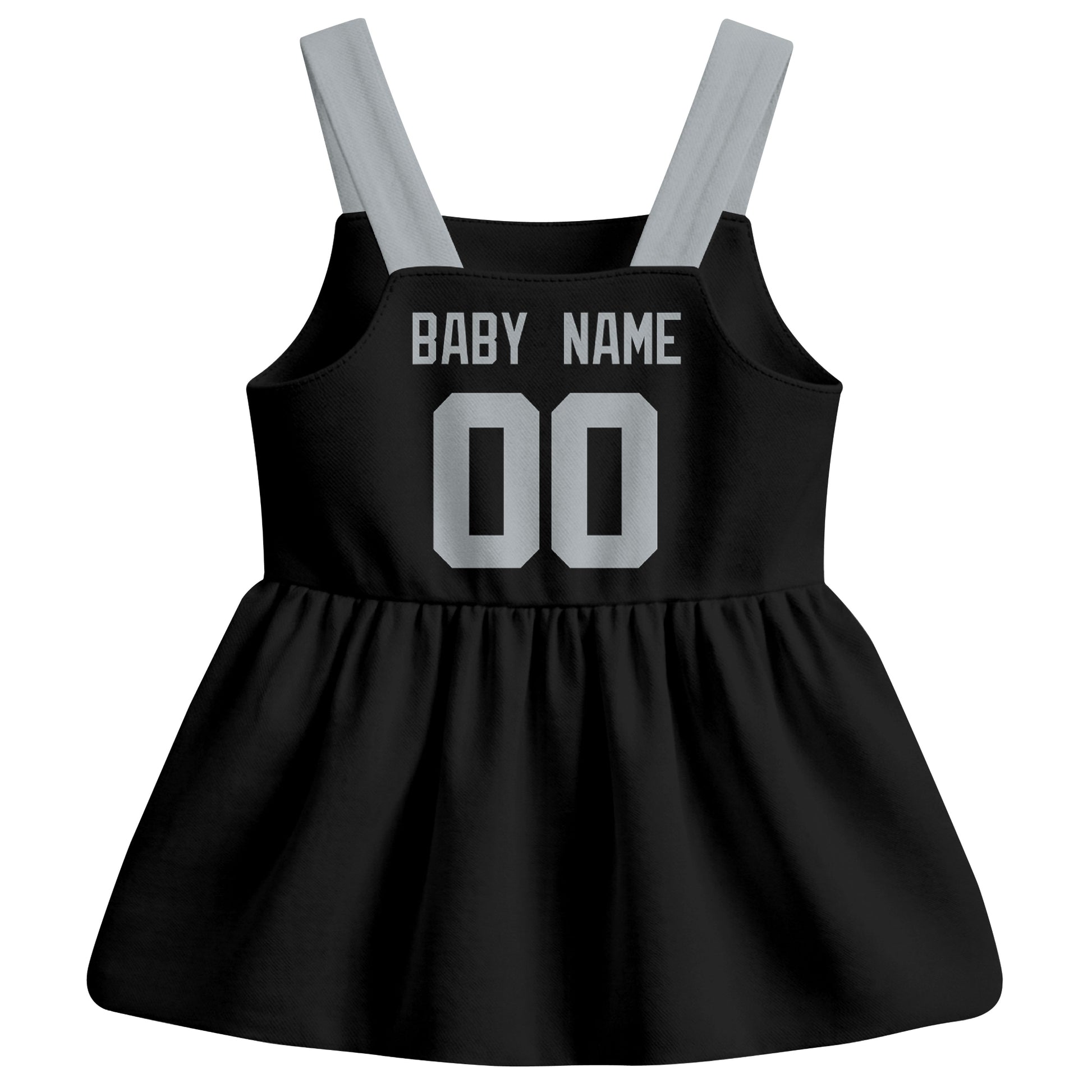 Las Vegas football baby suspender dress back view with custom baby name and number