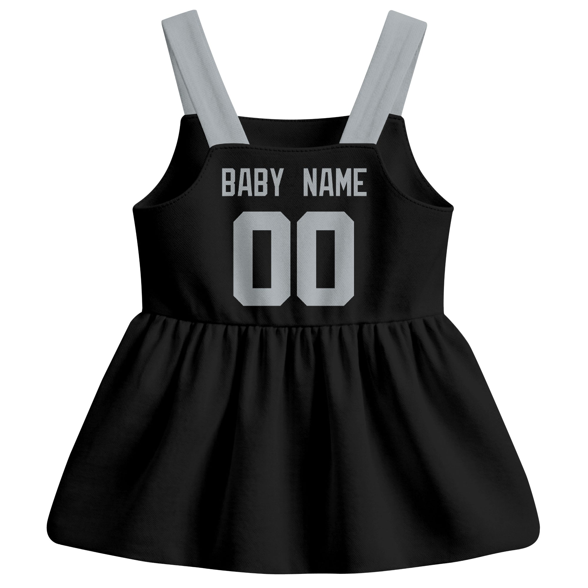 Las Vegas football baby suspender dress back view with custom baby name and number