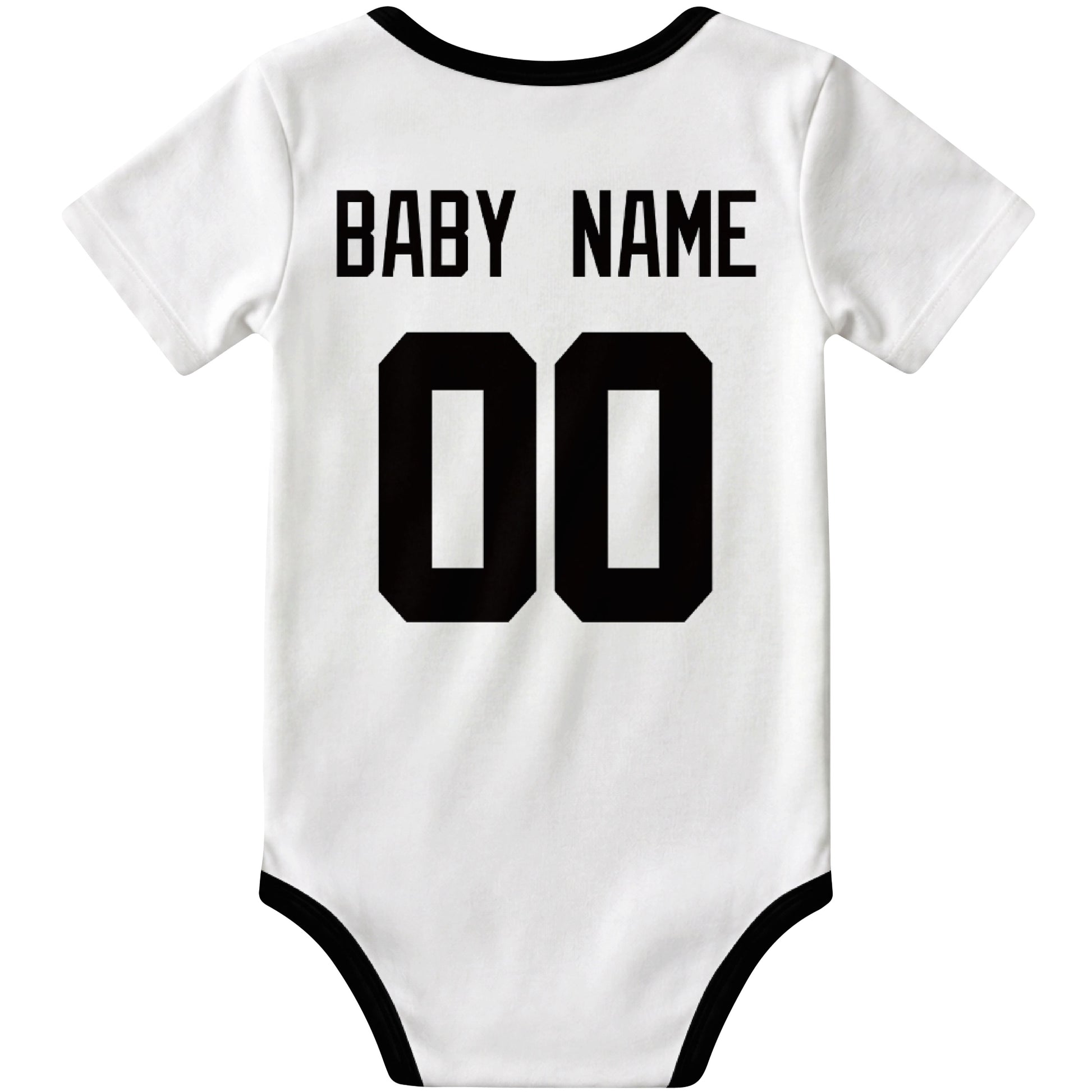 Las Vegas White personalized football baby bodysuit back view with custom baby name and jersey number