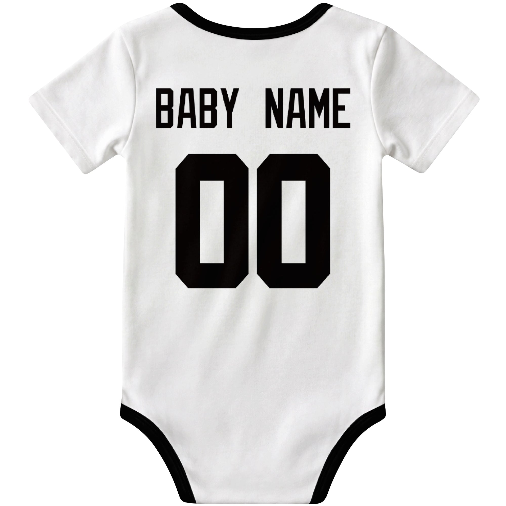 Las Vegas White personalized football baby bodysuit back view with custom baby name and jersey number
