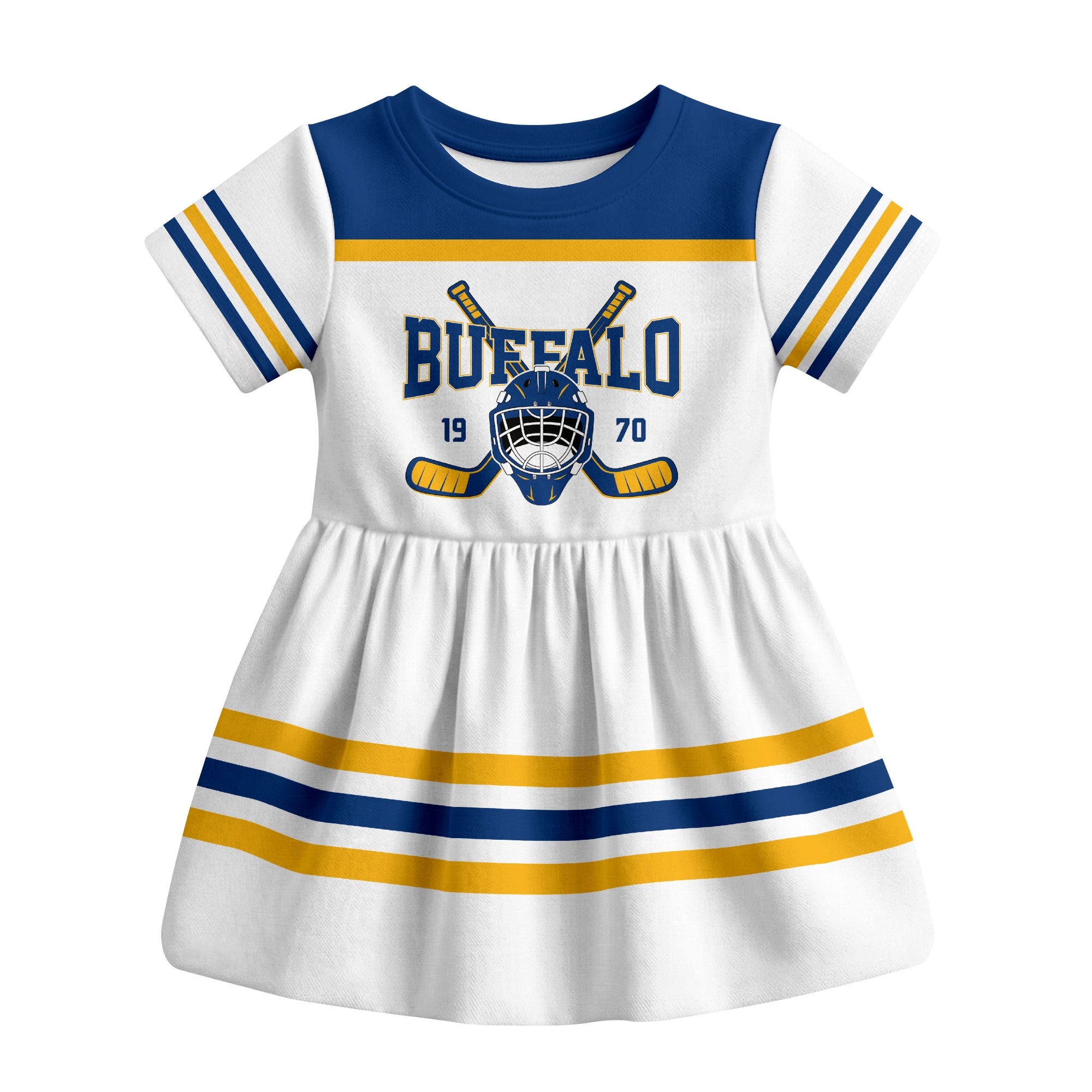 White Buffalo hockey baby bodysuit dress front view