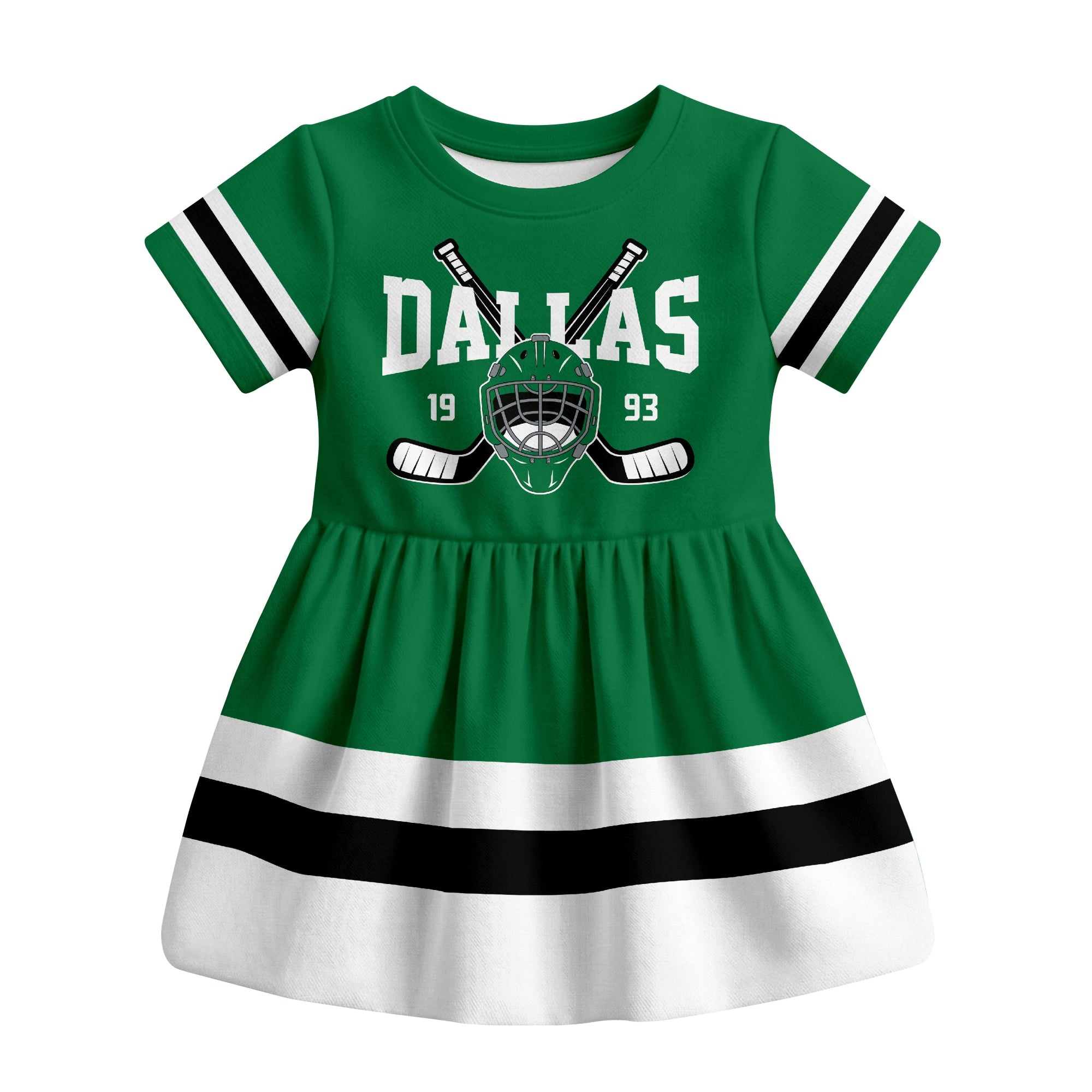 Green Dallas hockey baby bodysuit dress front view